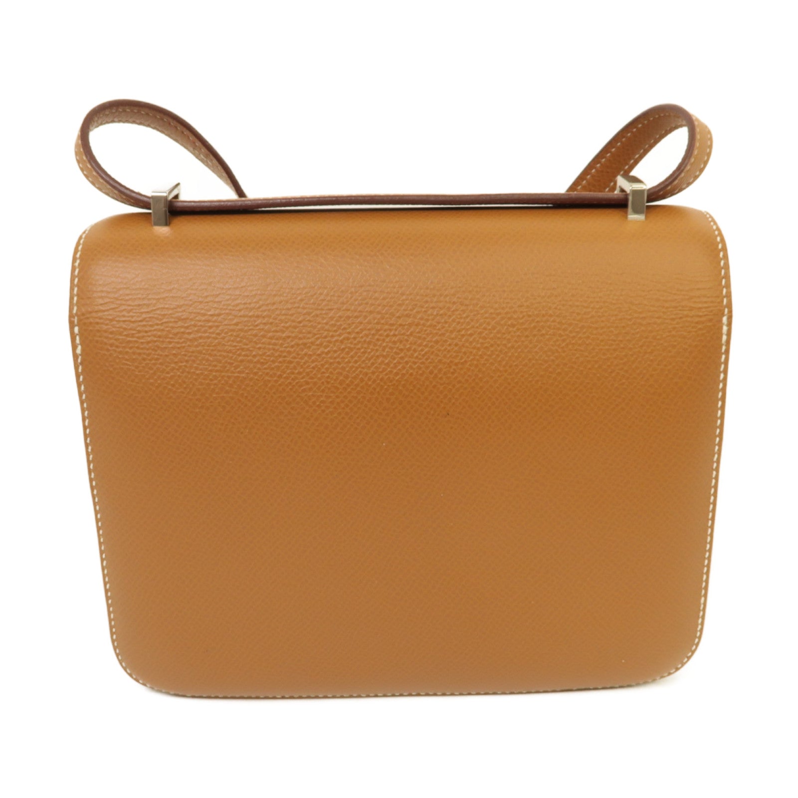 HERMES 【激減優惠】Epsom皮革Mini Constance銀扣肩背袋棕色