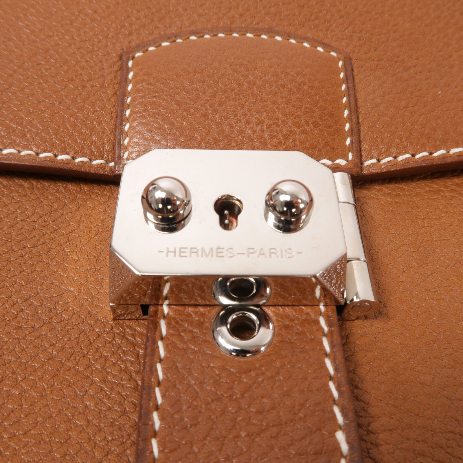 HERMES Barenia皮革Depeches 21肩背袋Gold
