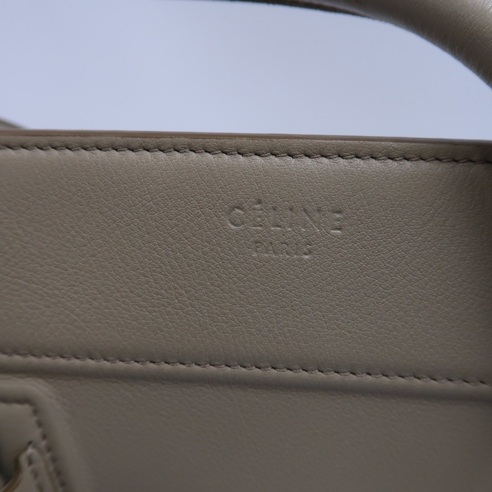 CELINE 牛皮皮革Hand Bag金扣手挽袋灰色