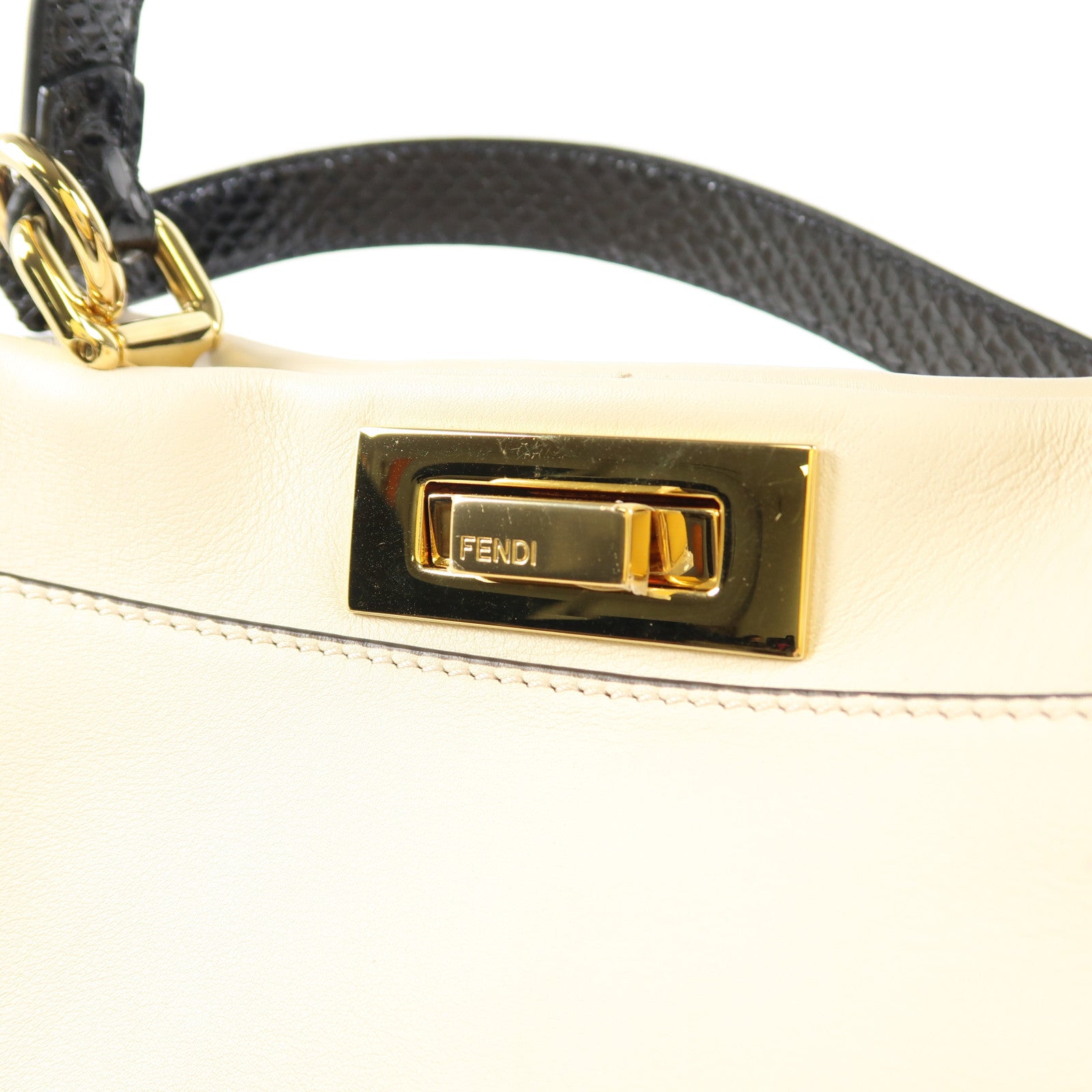 FENDI 【激減優惠】蛇皮/牛皮皮革Peekaboo金扣手挽肩背兩用袋