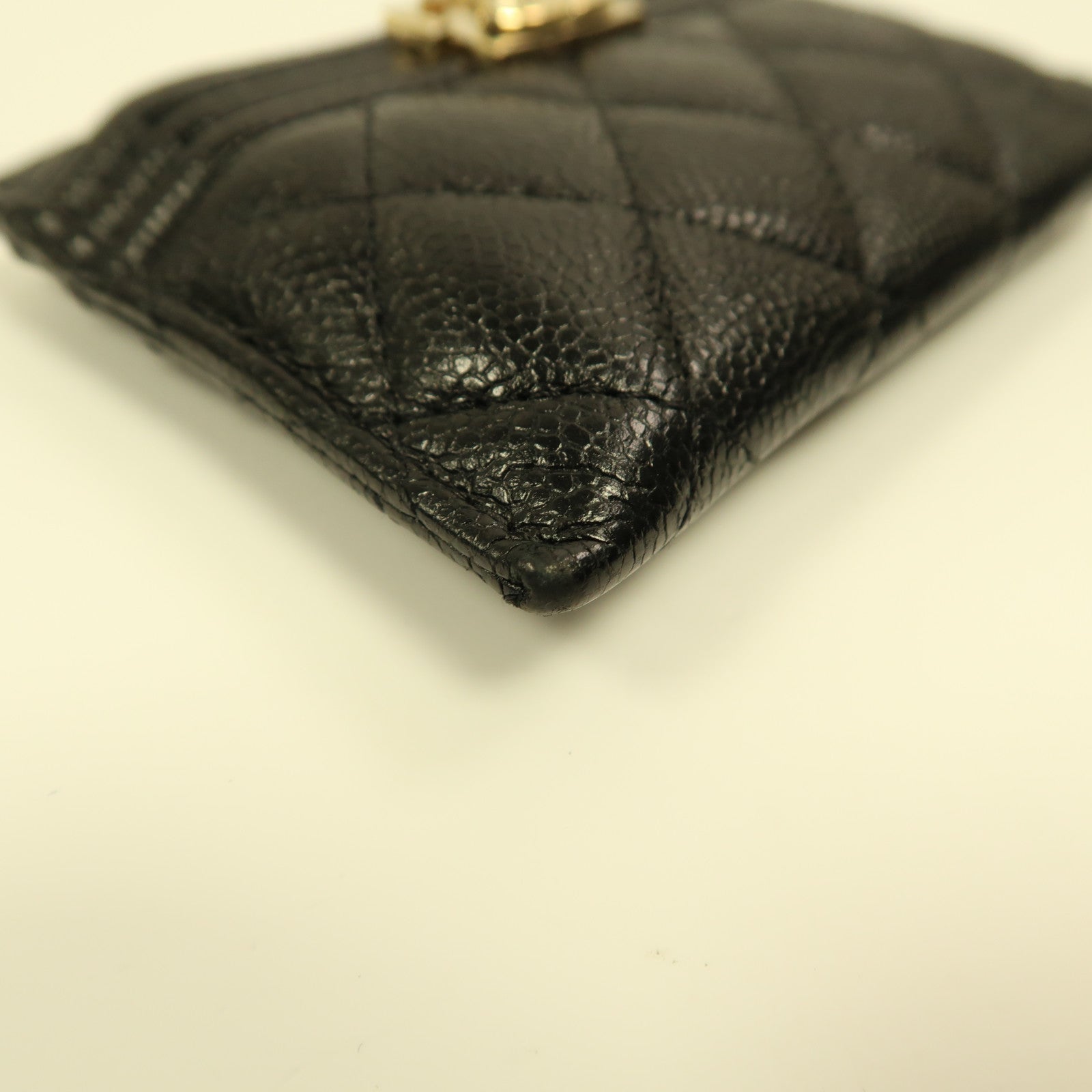 CHANEL 牛皮皮革Card Case金扣卡片套黑色