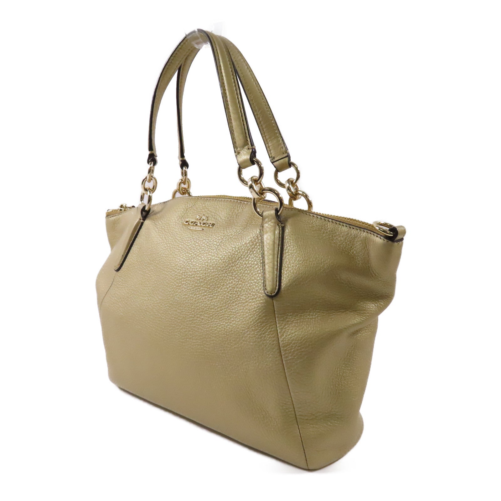 COACH 牛皮皮革Shoulder Bag金扣手挽袋金色