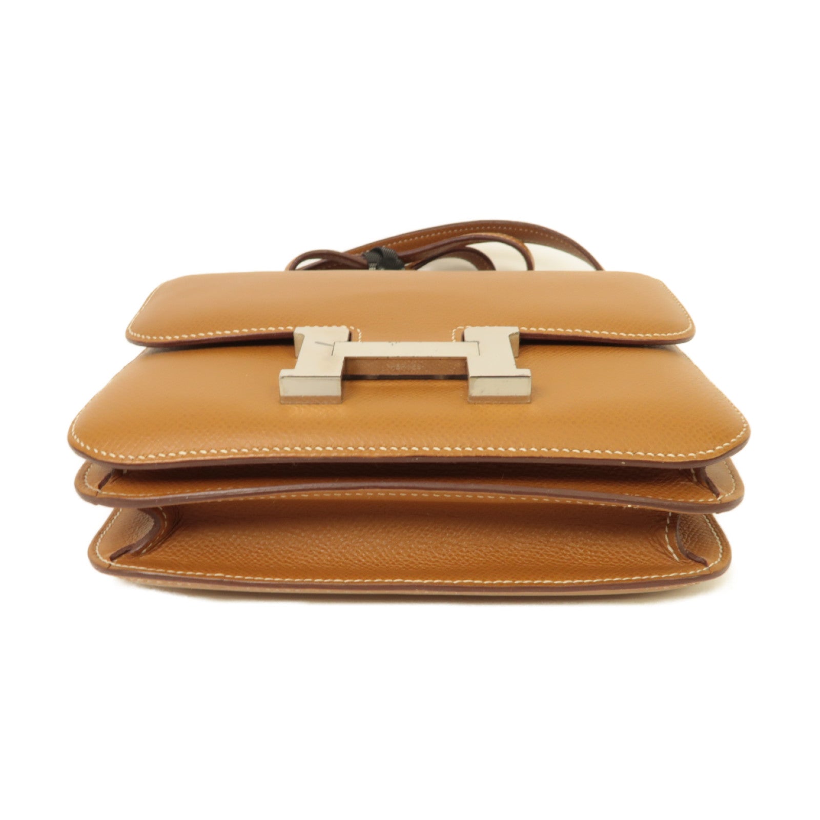 HERMES 【激減優惠】Epsom皮革Mini Constance銀扣肩背袋棕色
