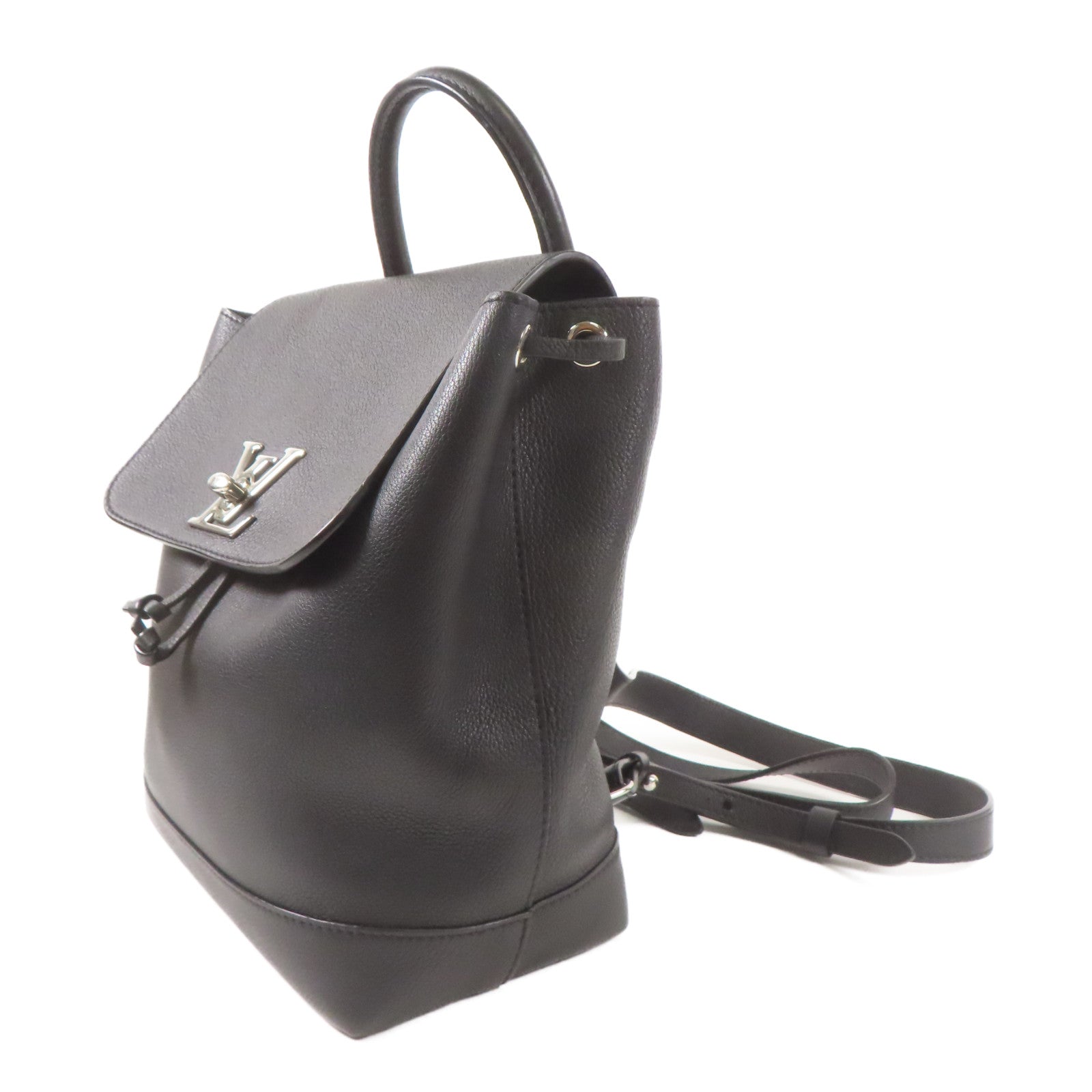 LOUIS VUITTON LV SHW Lock Me Backpack M41815 Calfskin Leather Black Noir