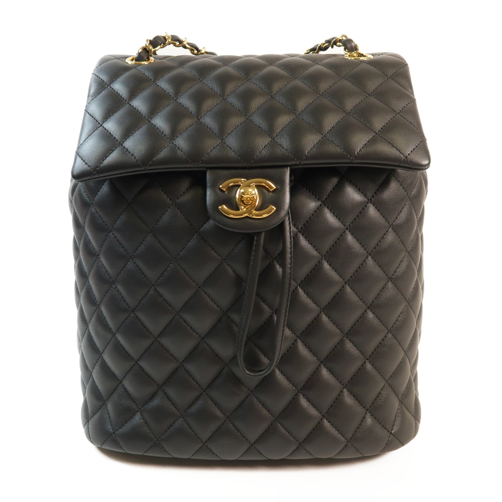 CHANEL 羊皮皮革Backpack金扣背包
