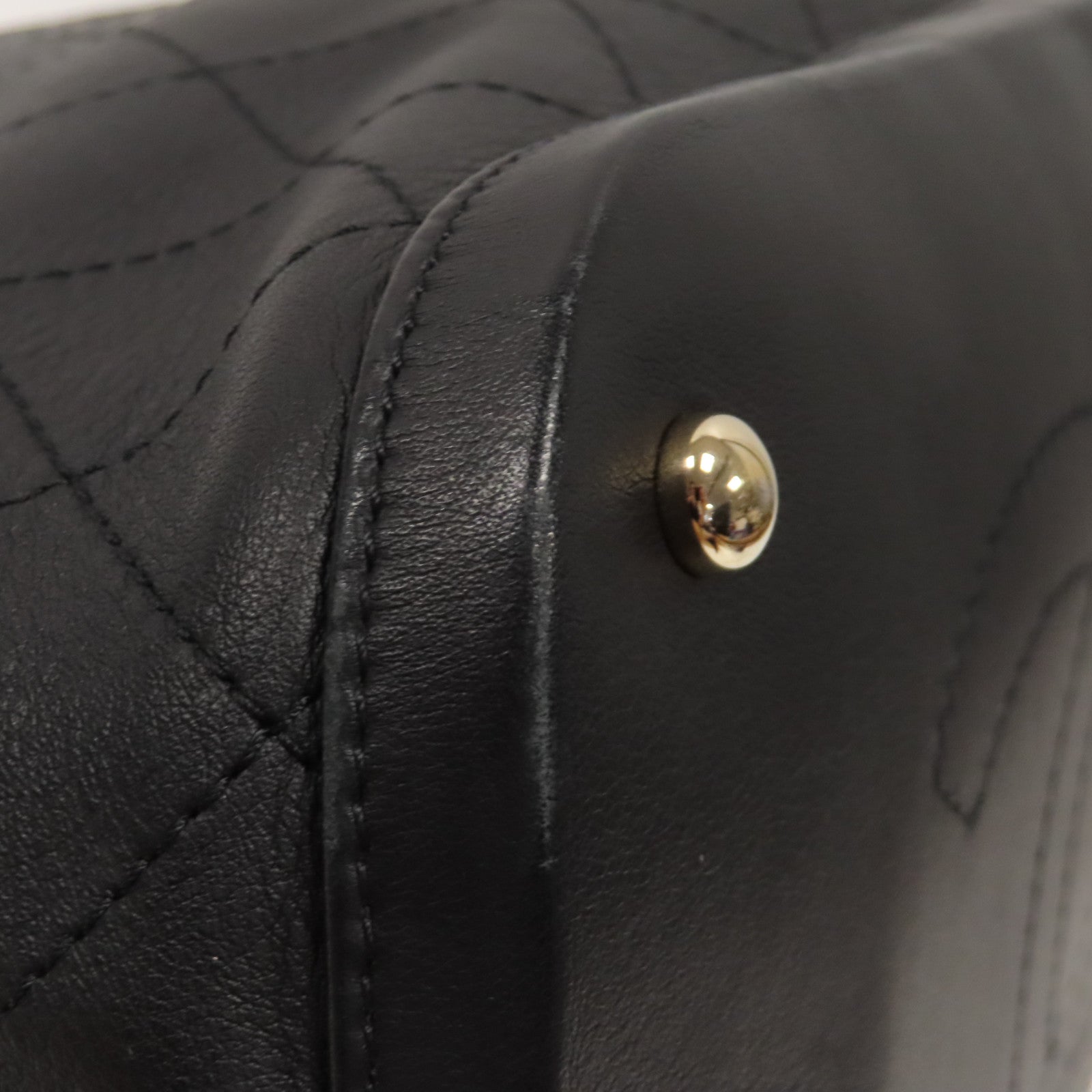 CHANEL 菱格牛皮皮革Chain Shoulder金扣手挽肩背兩用袋黑色