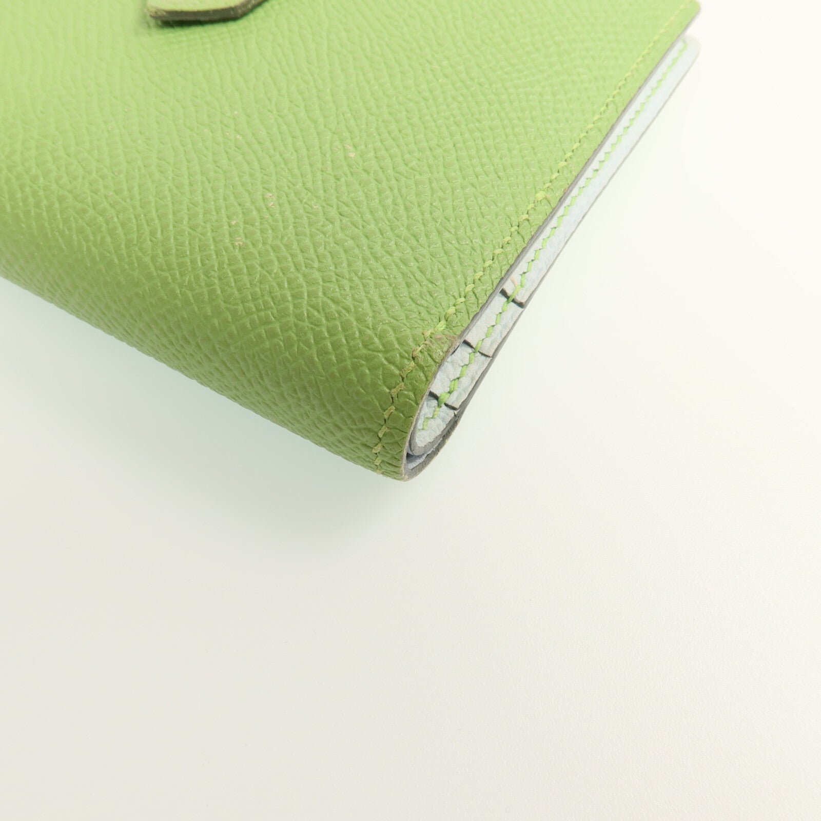 HERMES Epsom皮革Bearn Wallet金扣錢包Vert Criquet