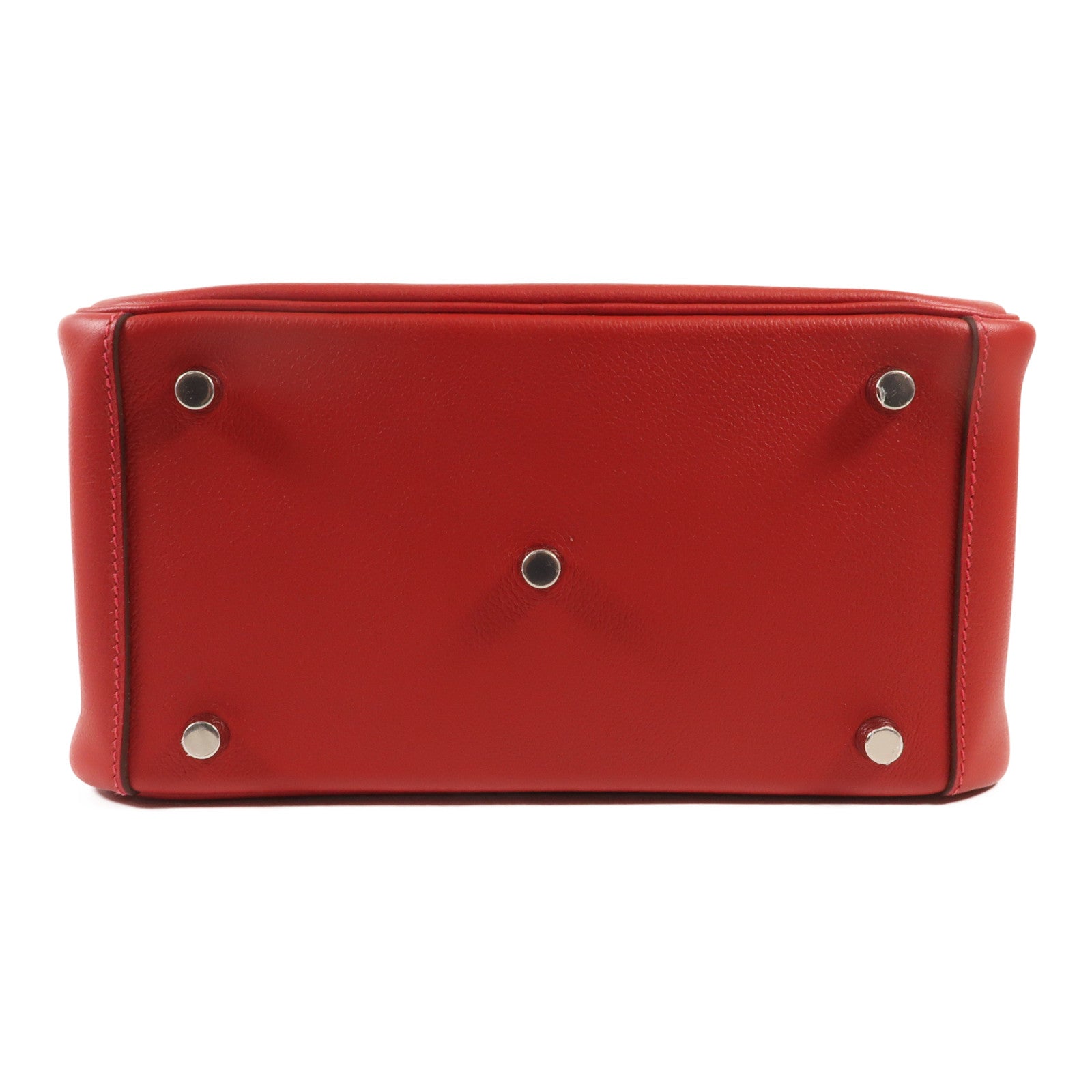 HERMES Evercolor皮革Lindy 26銀扣手挽肩背兩用袋Rouge de Coeur