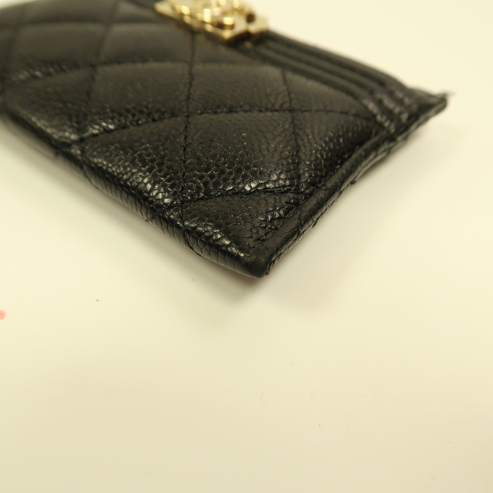 CHANEL 牛皮皮革Card Case金扣卡片套黑色