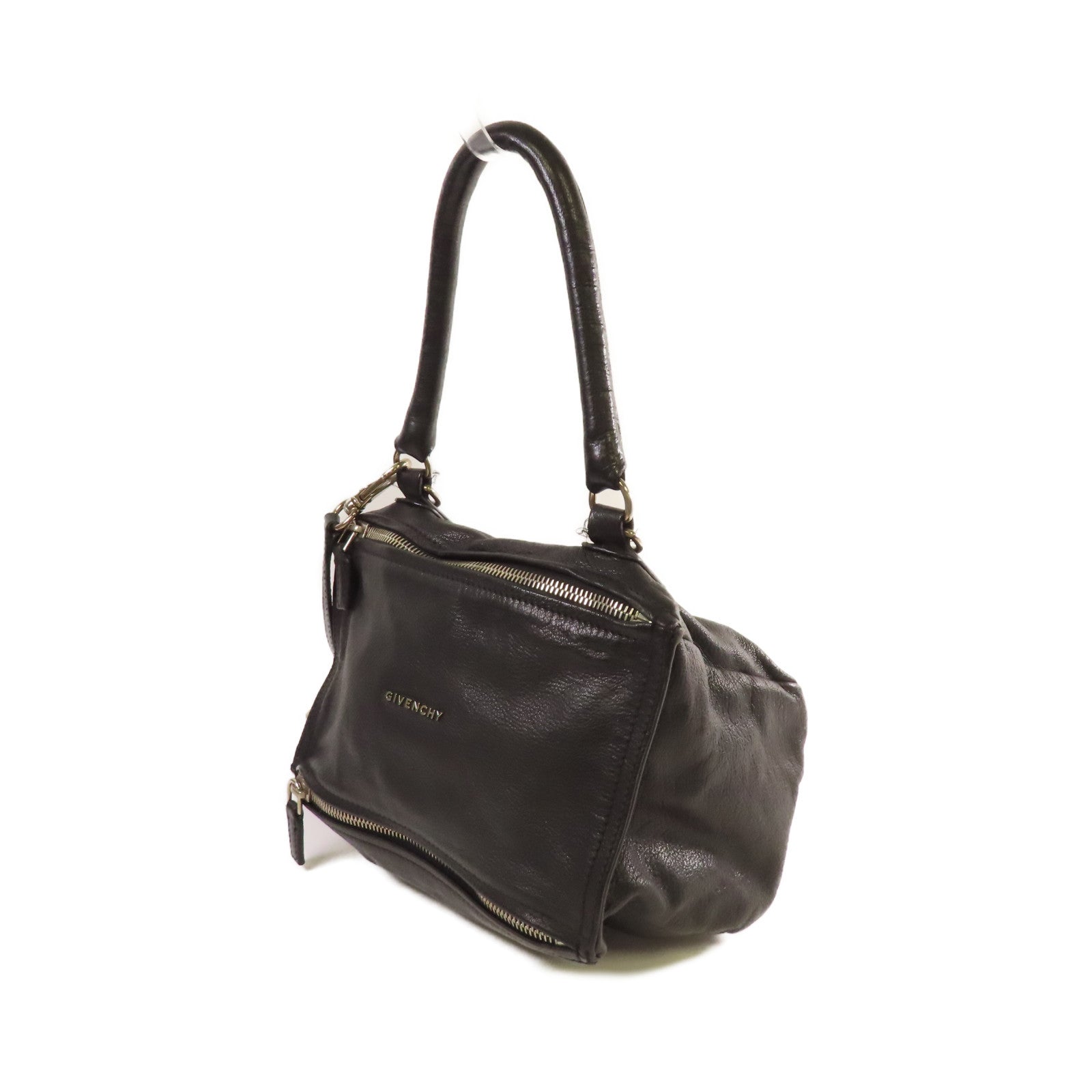 GIVENCHY 【激減優惠】皮革Pandora Small 2Way Shoulder Bag銀扣手挽肩背兩用袋黑色