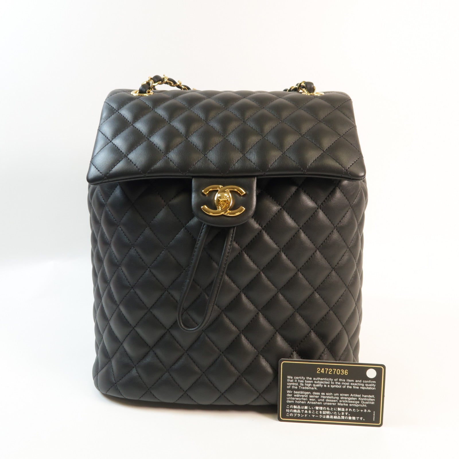 CHANEL 羊皮皮革Backpack金扣背包
