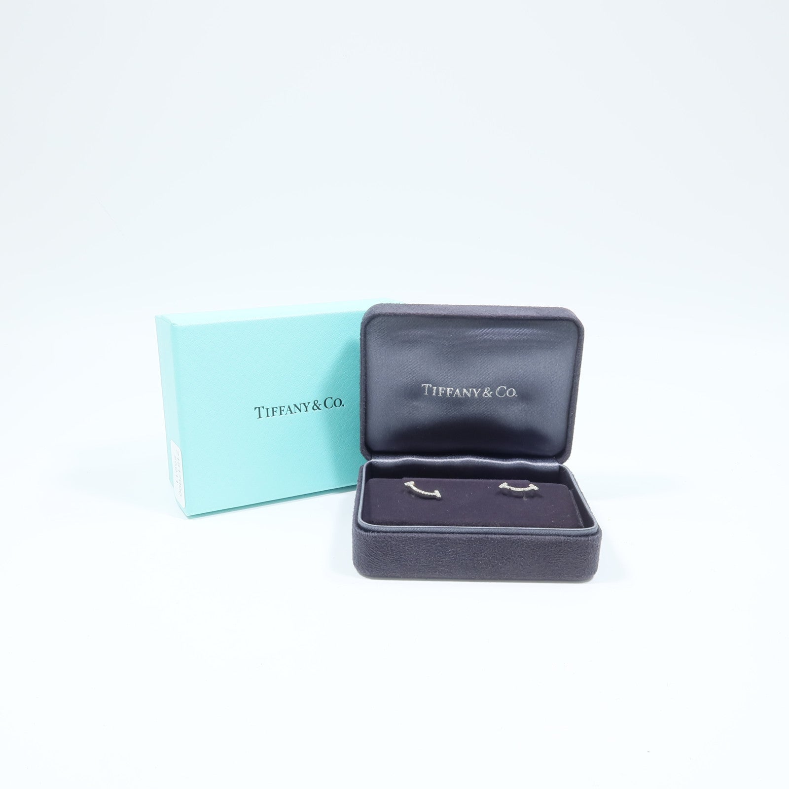 TIFFANY＆CO 18K白金T Smile鑽石耳環
