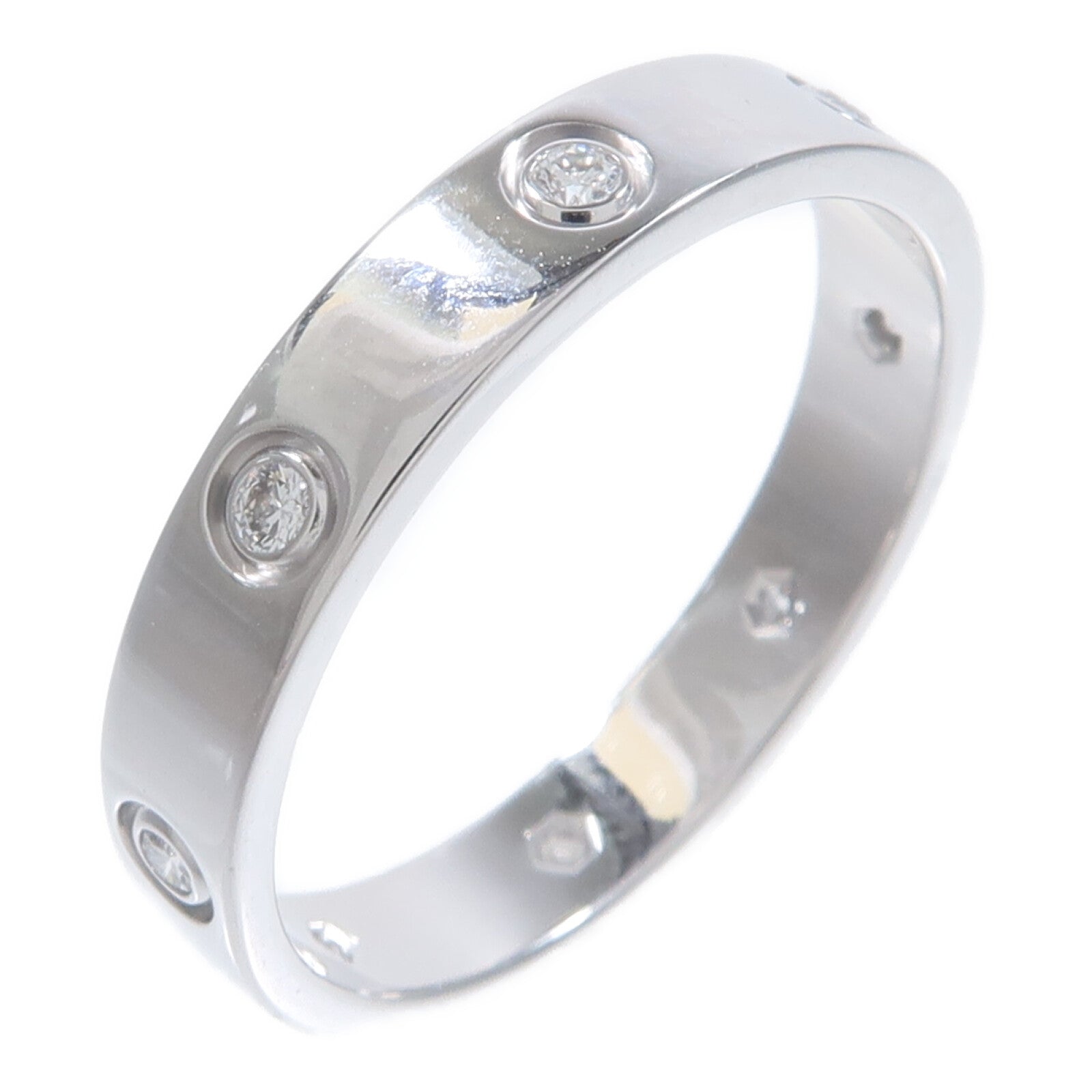 CARTIER 18K白金Mini Love Ring 8 Diamonds鑽石戒指