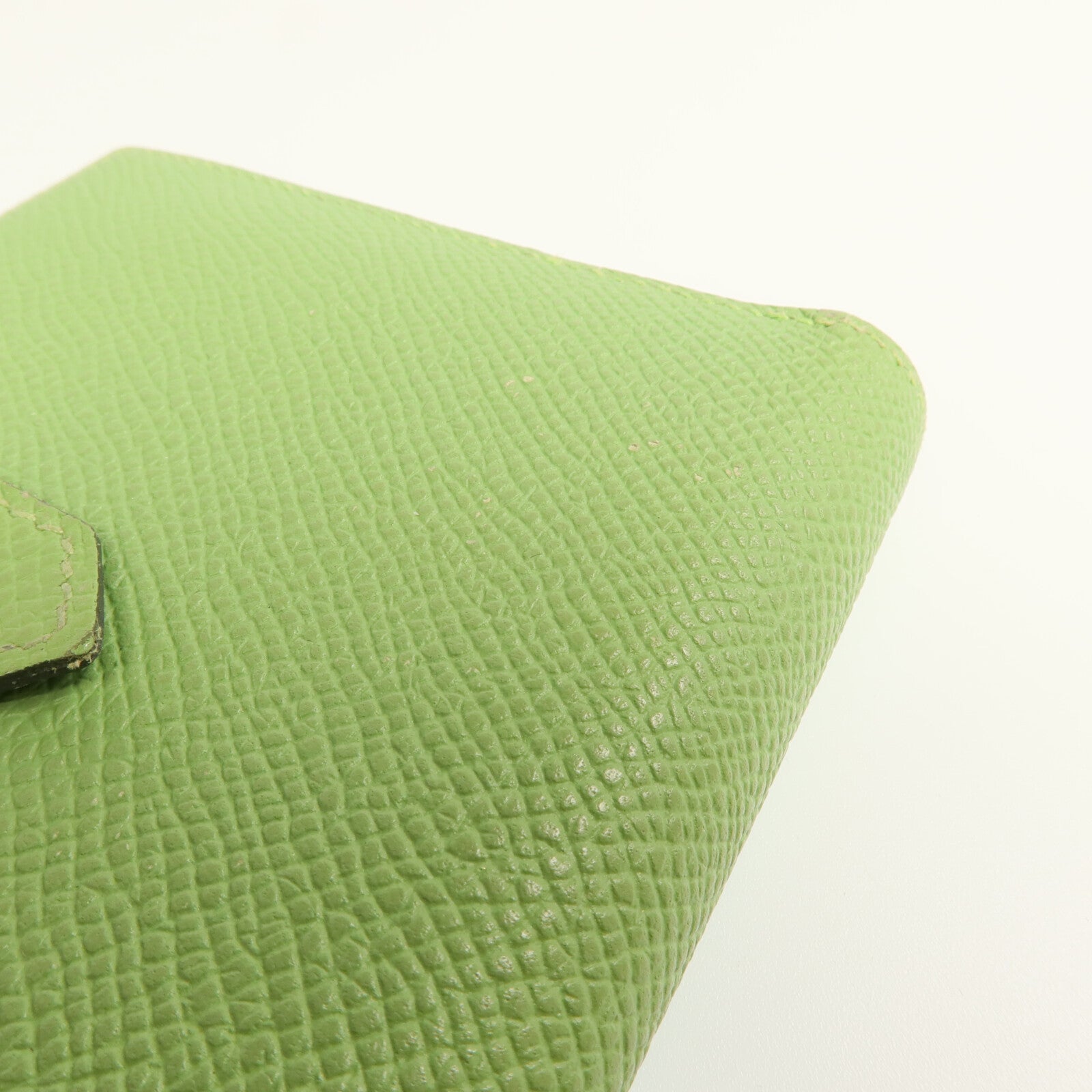 HERMES Epsom皮革Bearn Wallet金扣錢包Vert Criquet