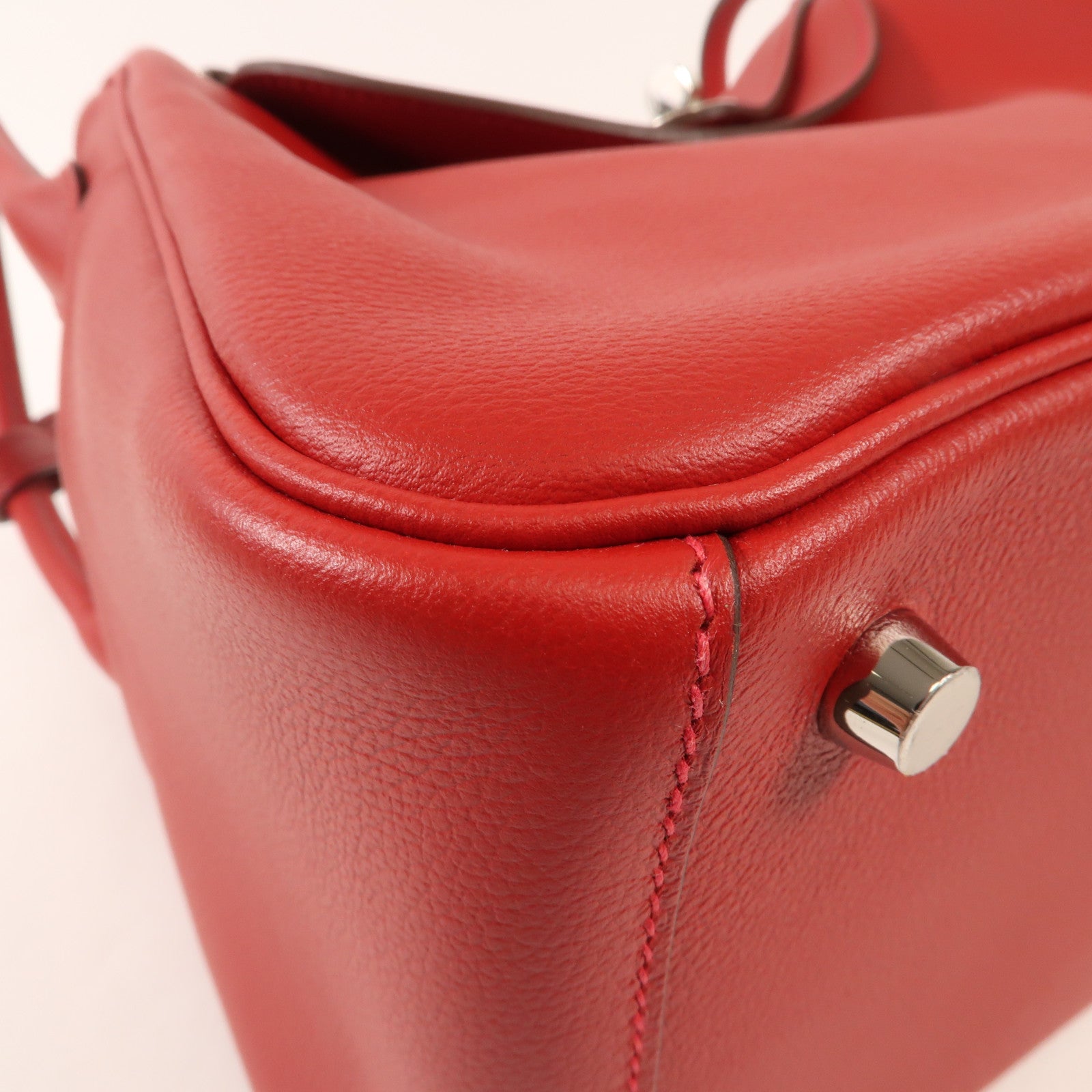 HERMES Evercolor皮革Lindy 26銀扣手挽肩背兩用袋Rouge de Coeur