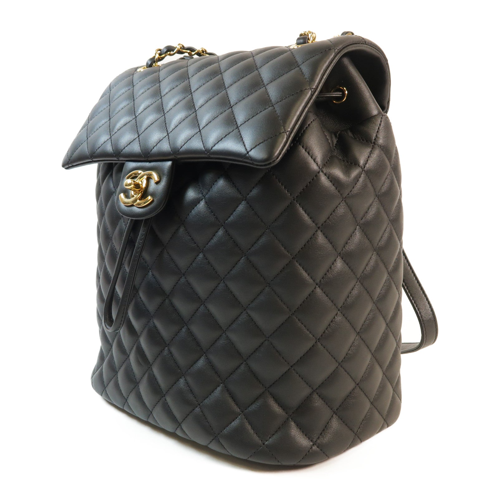 CHANEL 羊皮皮革Backpack金扣背包
