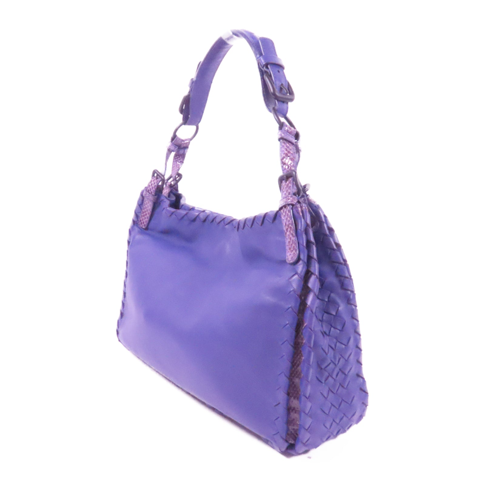 BOTTEGA VENETA 羊皮皮革/蛇皮皮革Shoulder Bag肩背袋紫色