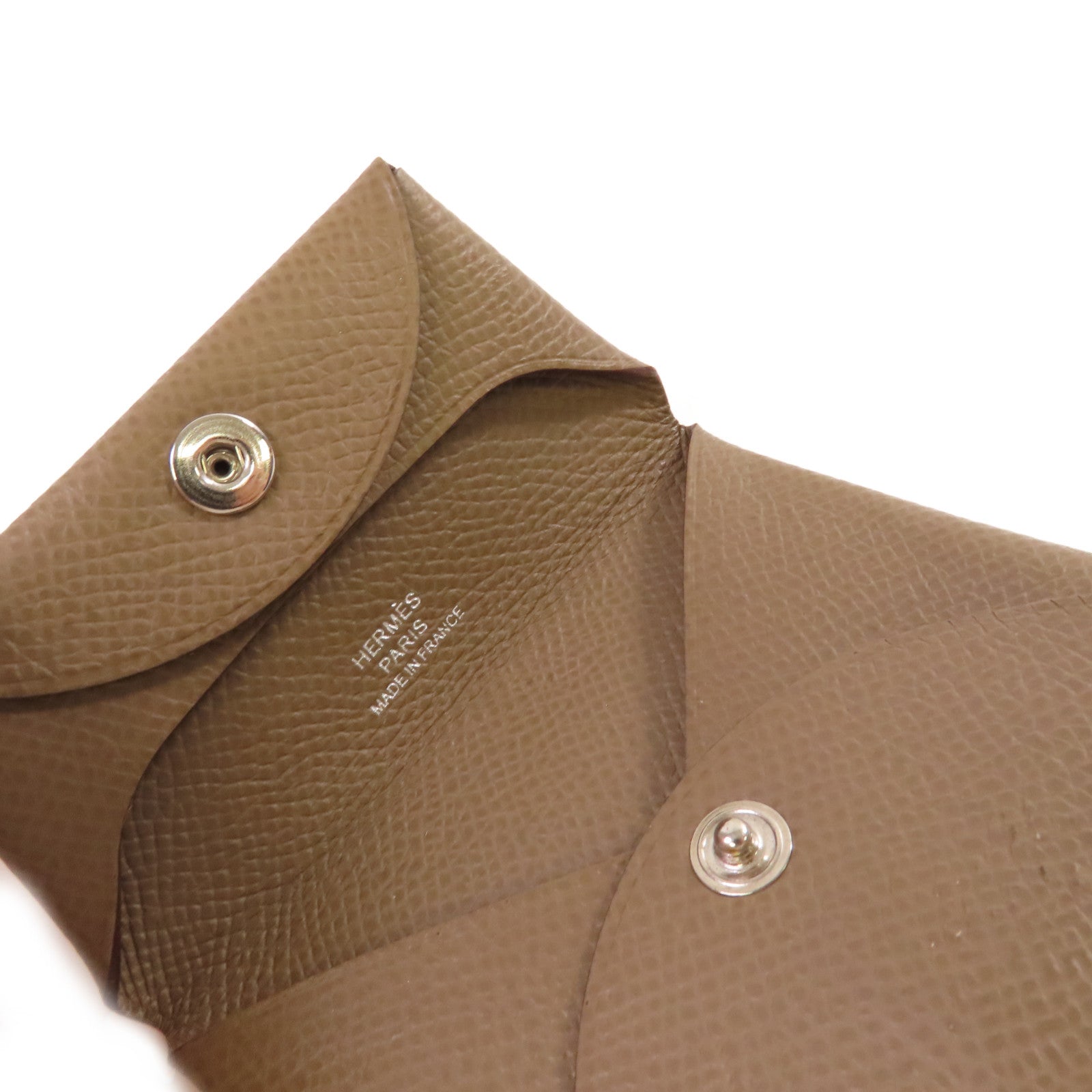 HERMES Epsom皮革Bastia Coin Purse銀扣零錢包Etoupe大象灰色
