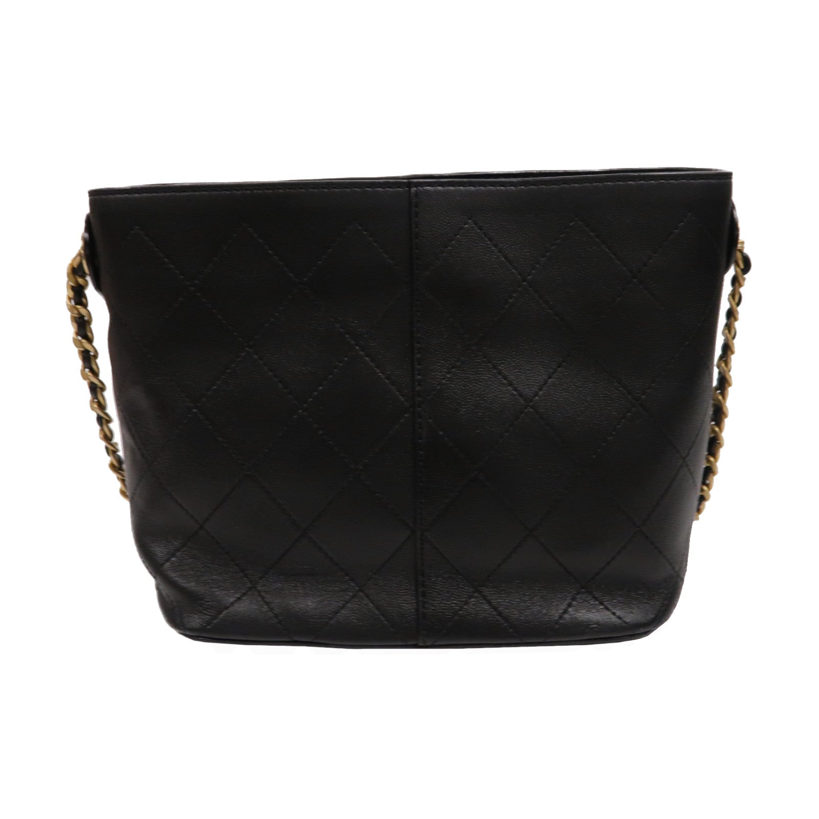 CHANEL 菱格Caviar皮革Bucket Bag金扣手挽肩背兩用袋黑色