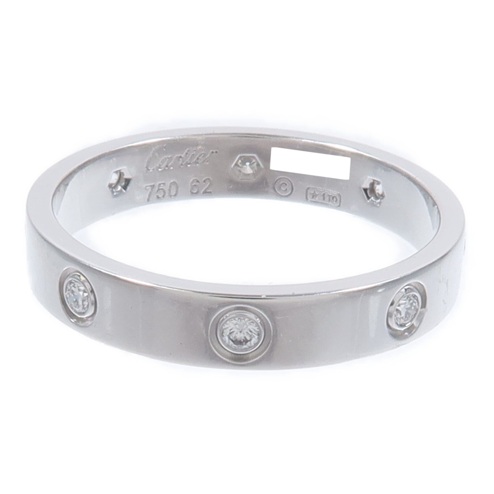 CARTIER 18K白金Mini Love Ring 8 Diamonds鑽石戒指