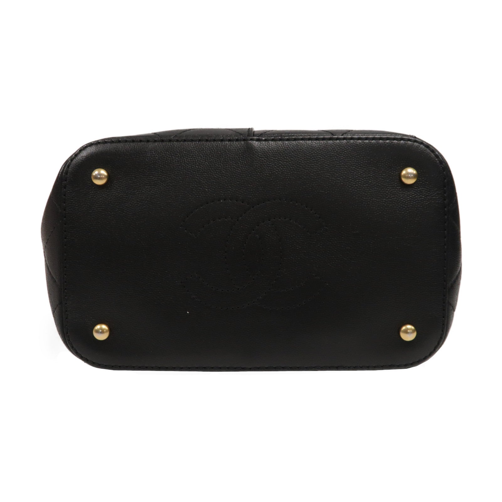 CHANEL 菱格Caviar皮革Bucket Bag金扣手挽肩背兩用袋黑色