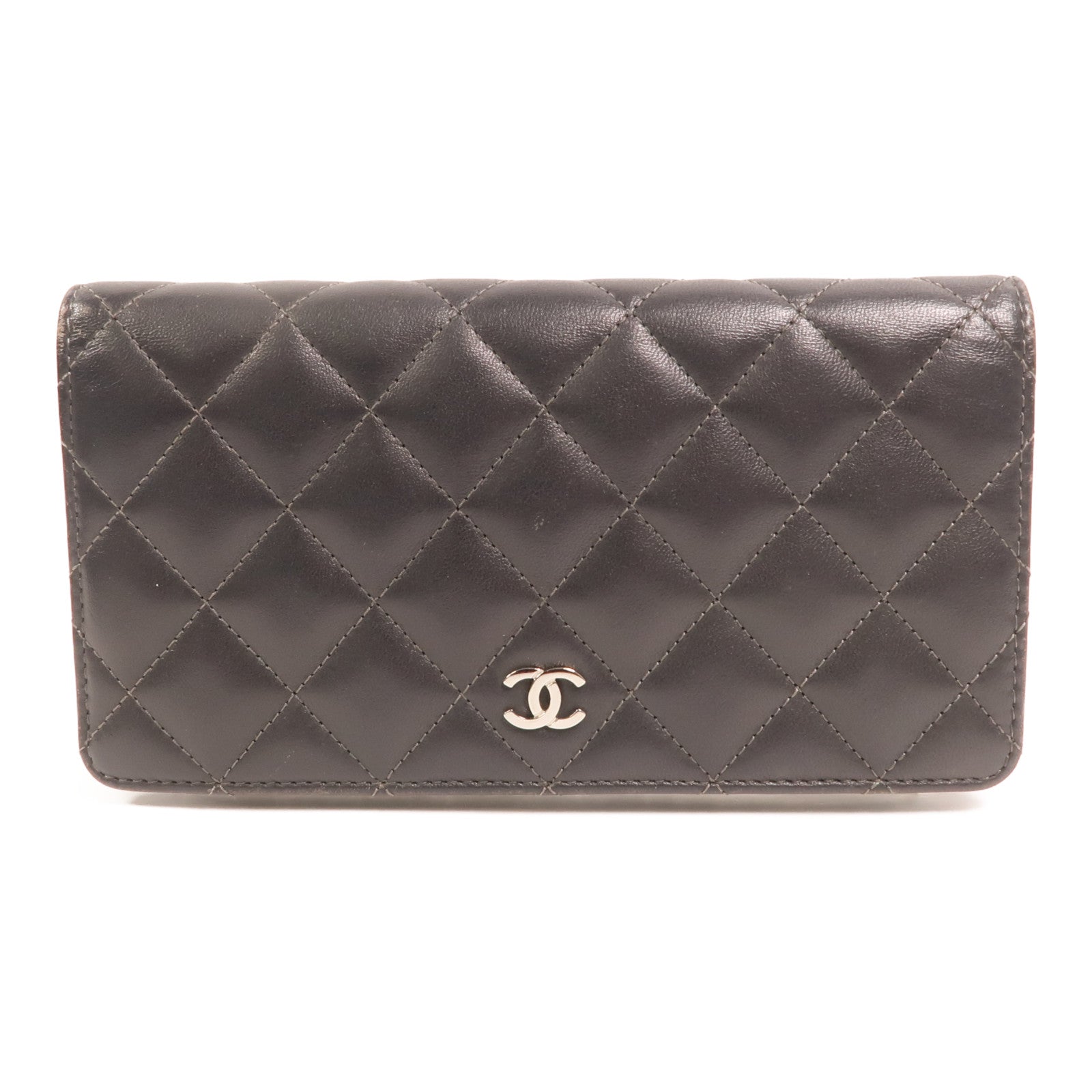 CHANEL 羊皮皮革Long Wallet銀扣長錢包