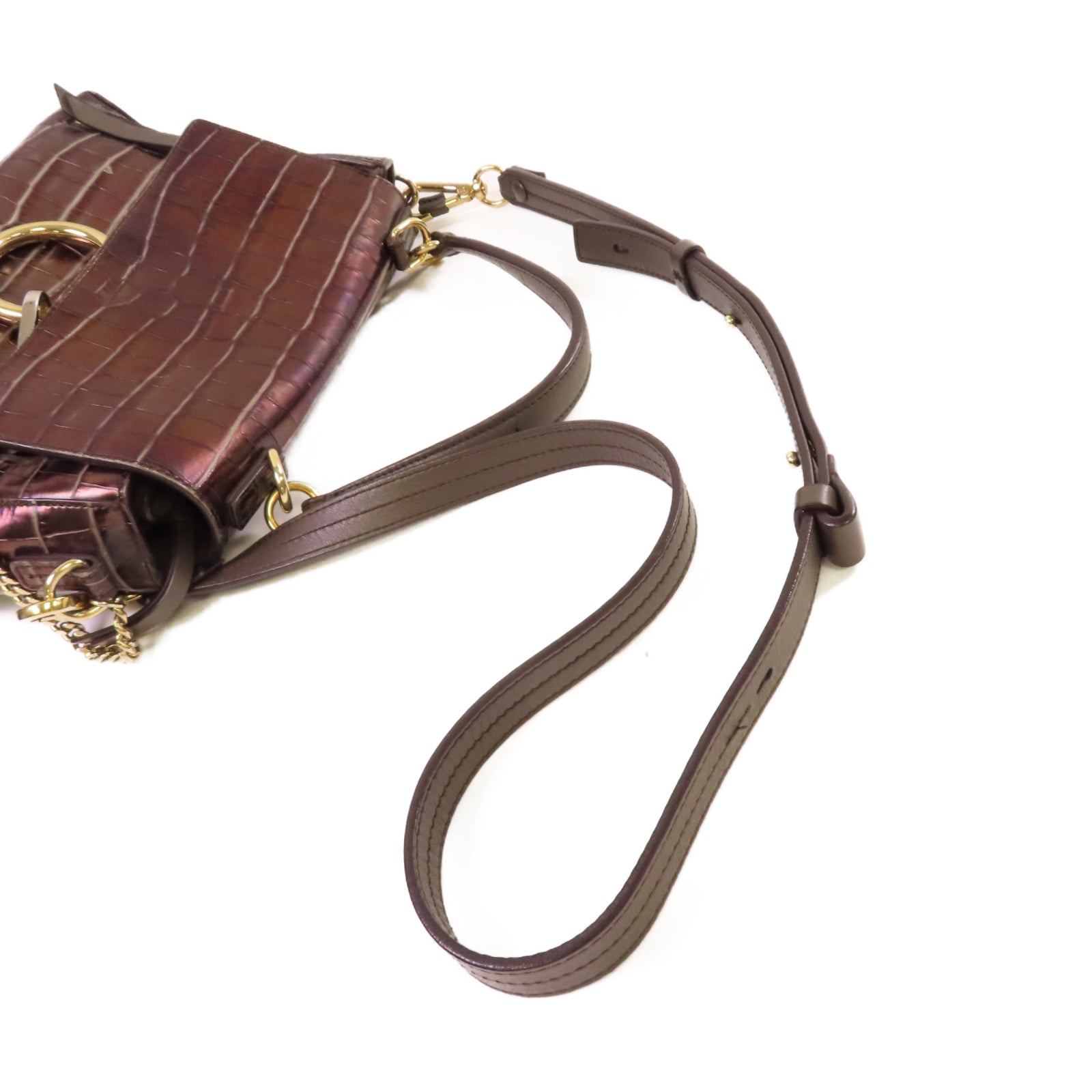 Chloe 牛皮皮革Faye Day 2Way Shoulder Bag手挽肩背兩用袋酒紅色