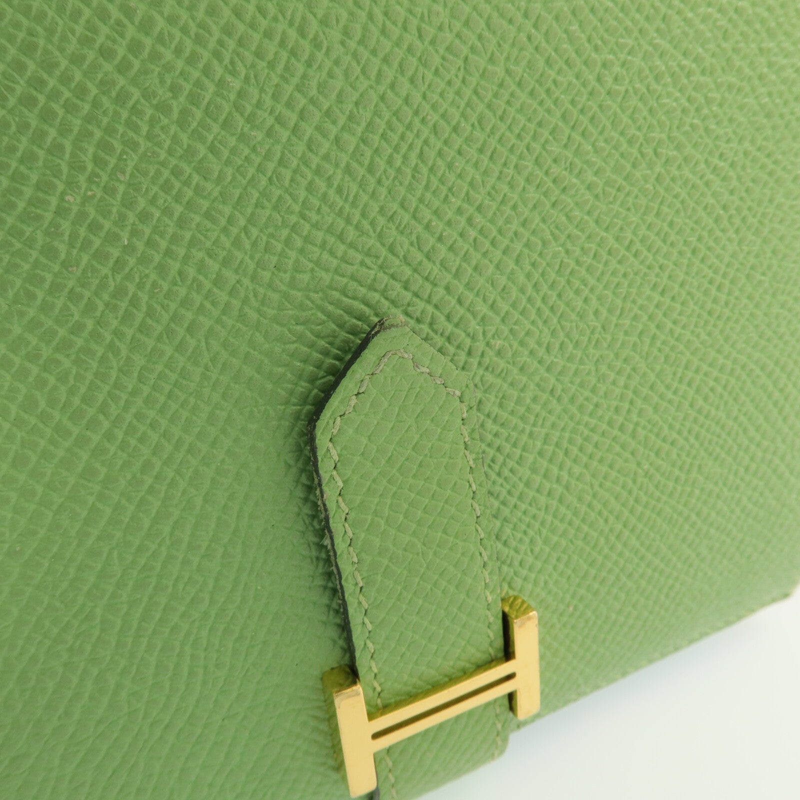 HERMES Epsom皮革Bearn Wallet金扣錢包Vert Criquet