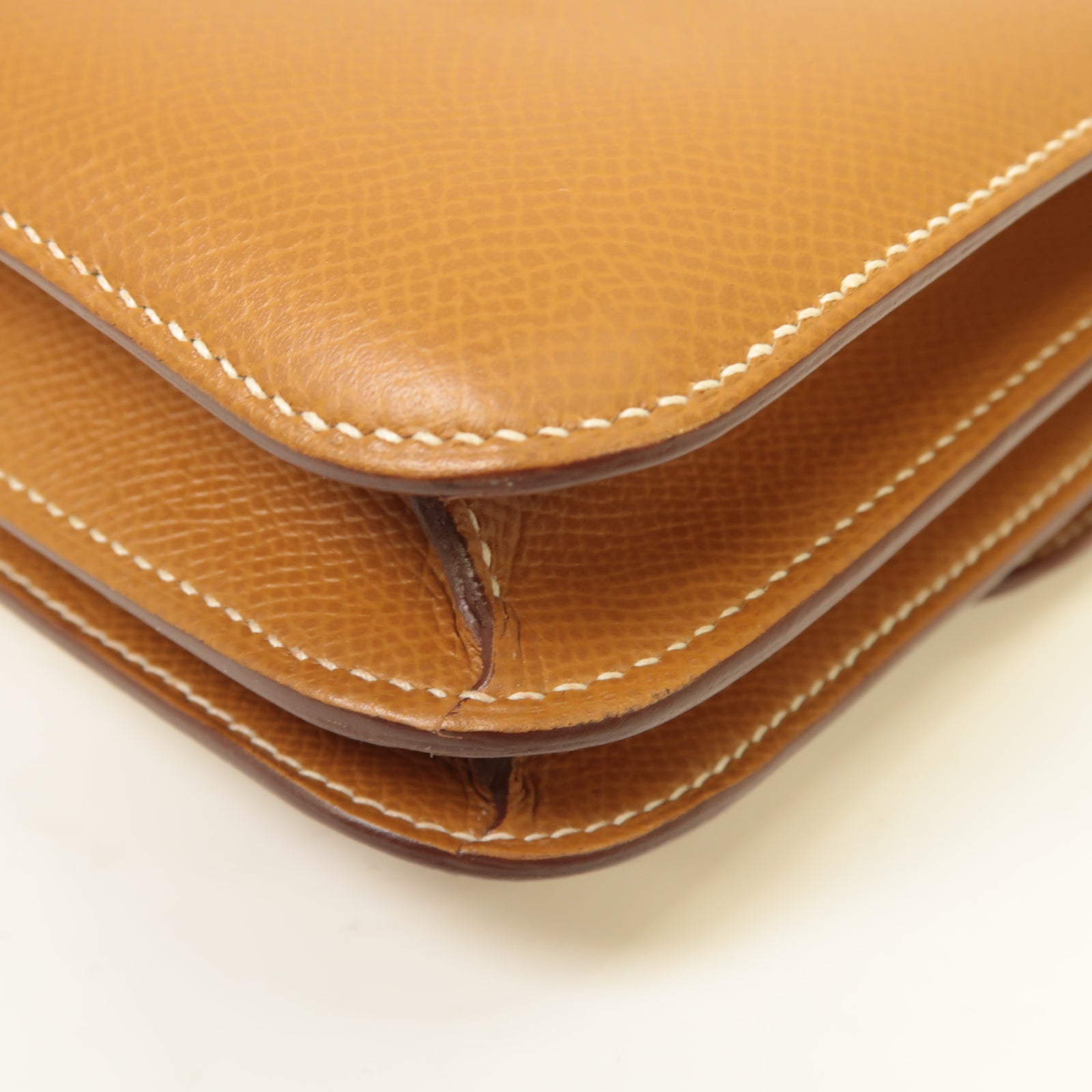 HERMES 【激減優惠】Epsom皮革Mini Constance銀扣肩背袋棕色