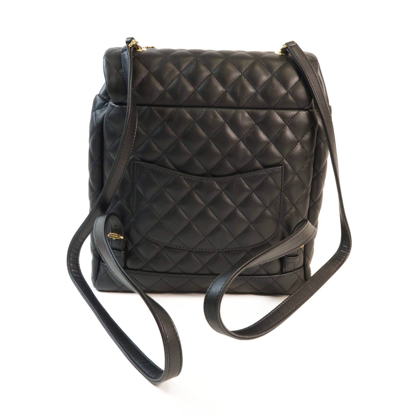 CHANEL 羊皮皮革Backpack金扣背包