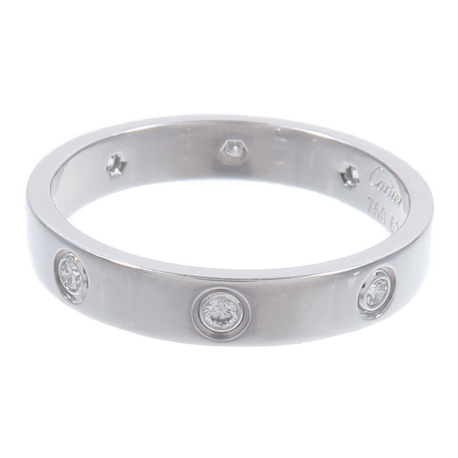 CARTIER 18K白金Mini Love Ring 8 Diamonds鑽石戒指