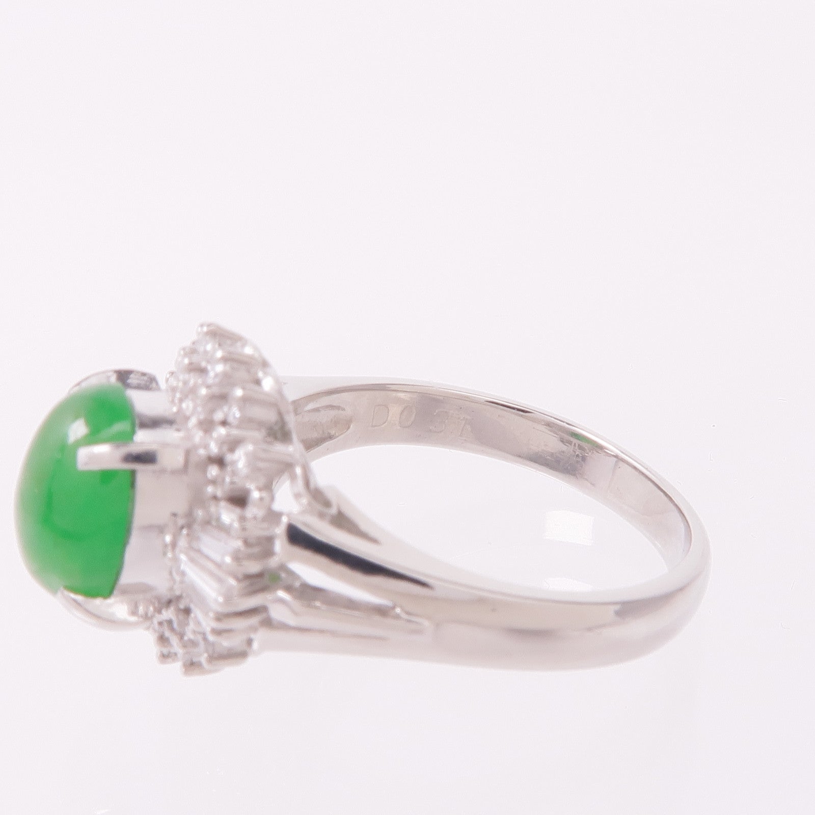JEWELRY 【激減優惠】PT900鉑金Jade Diamond Ring翡翠/鑽石戒指US#4.75