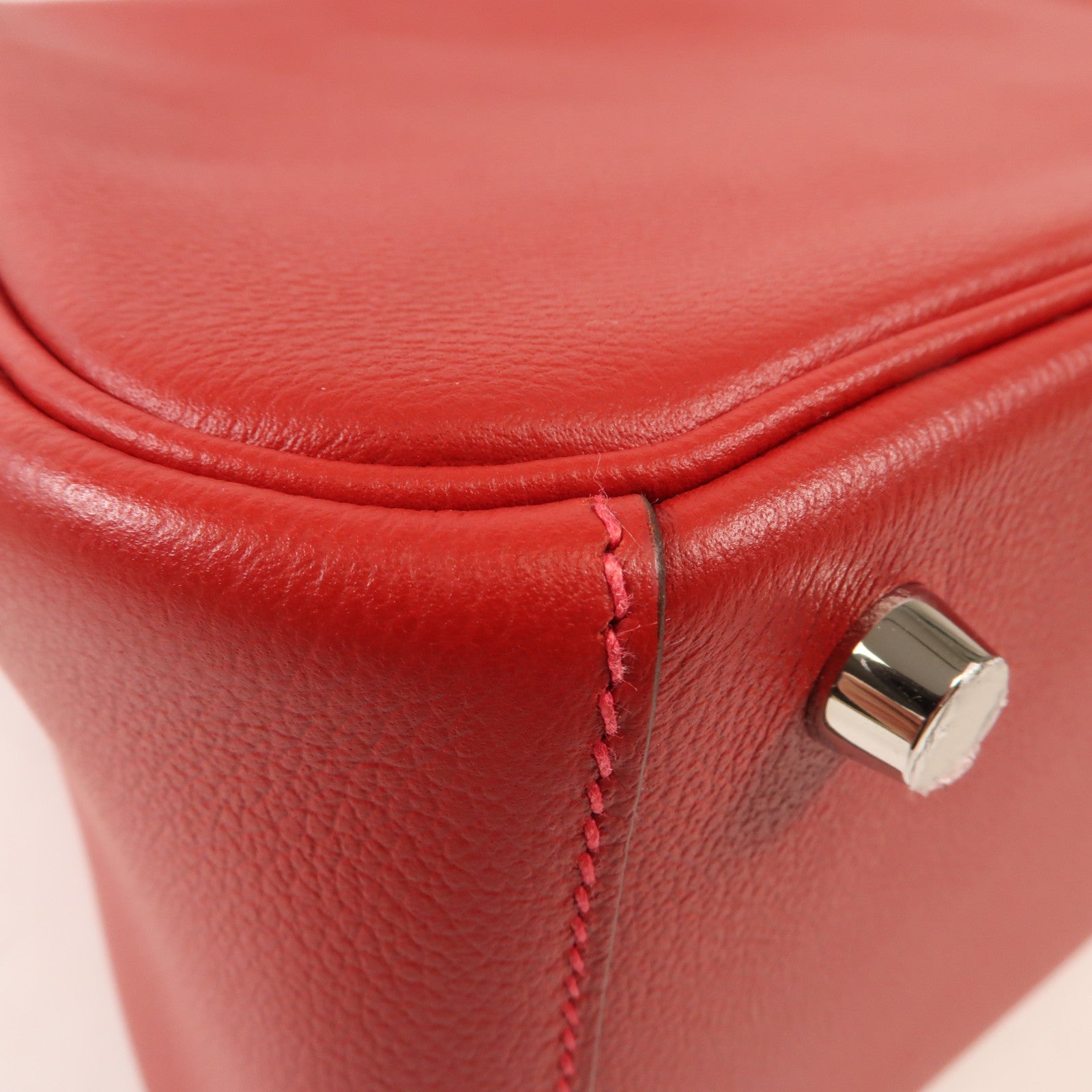 HERMES Evercolor皮革Lindy 26銀扣手挽肩背兩用袋Rouge de Coeur