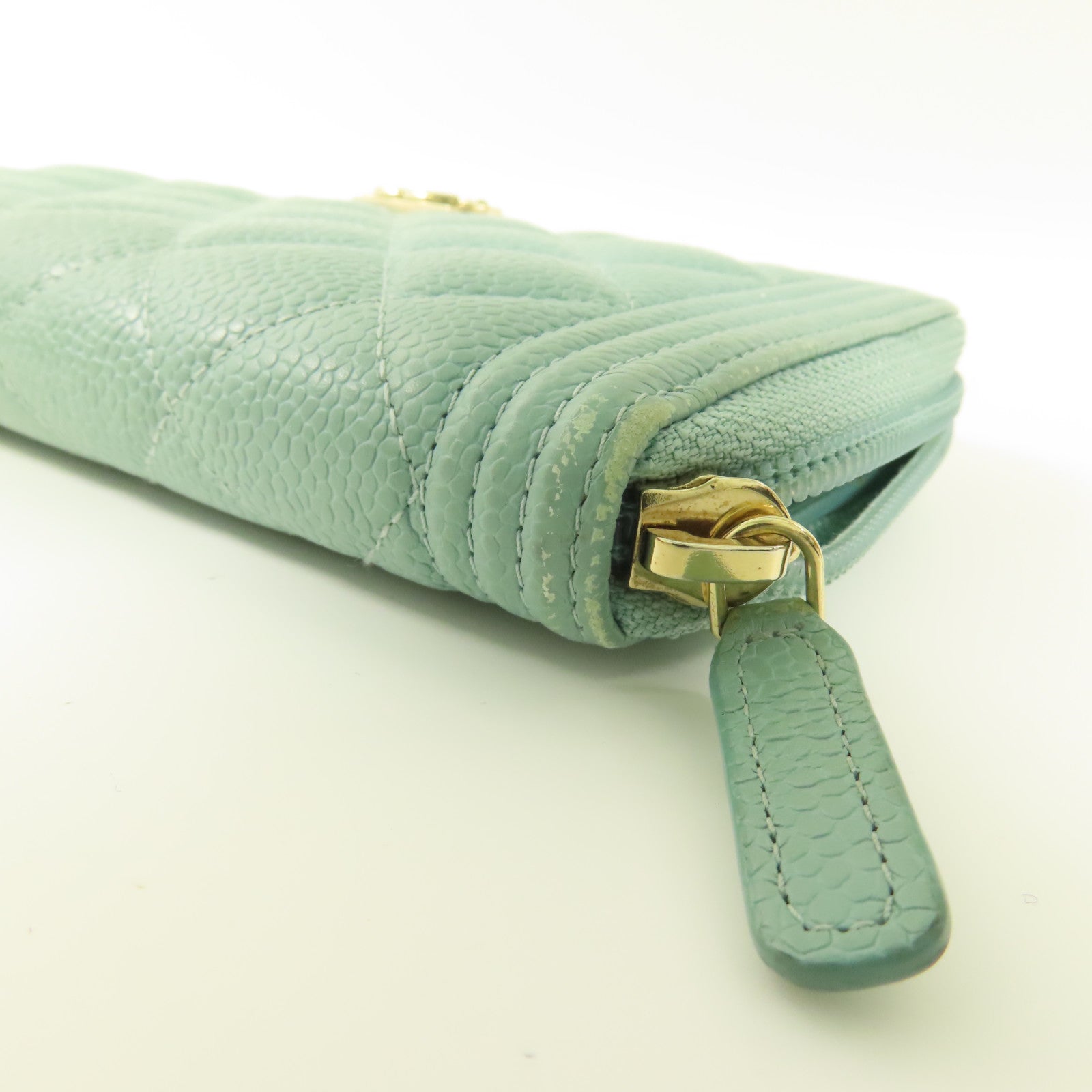 CHANEL 牛皮皮革Boy Zipper Long Wallet金扣長錢包