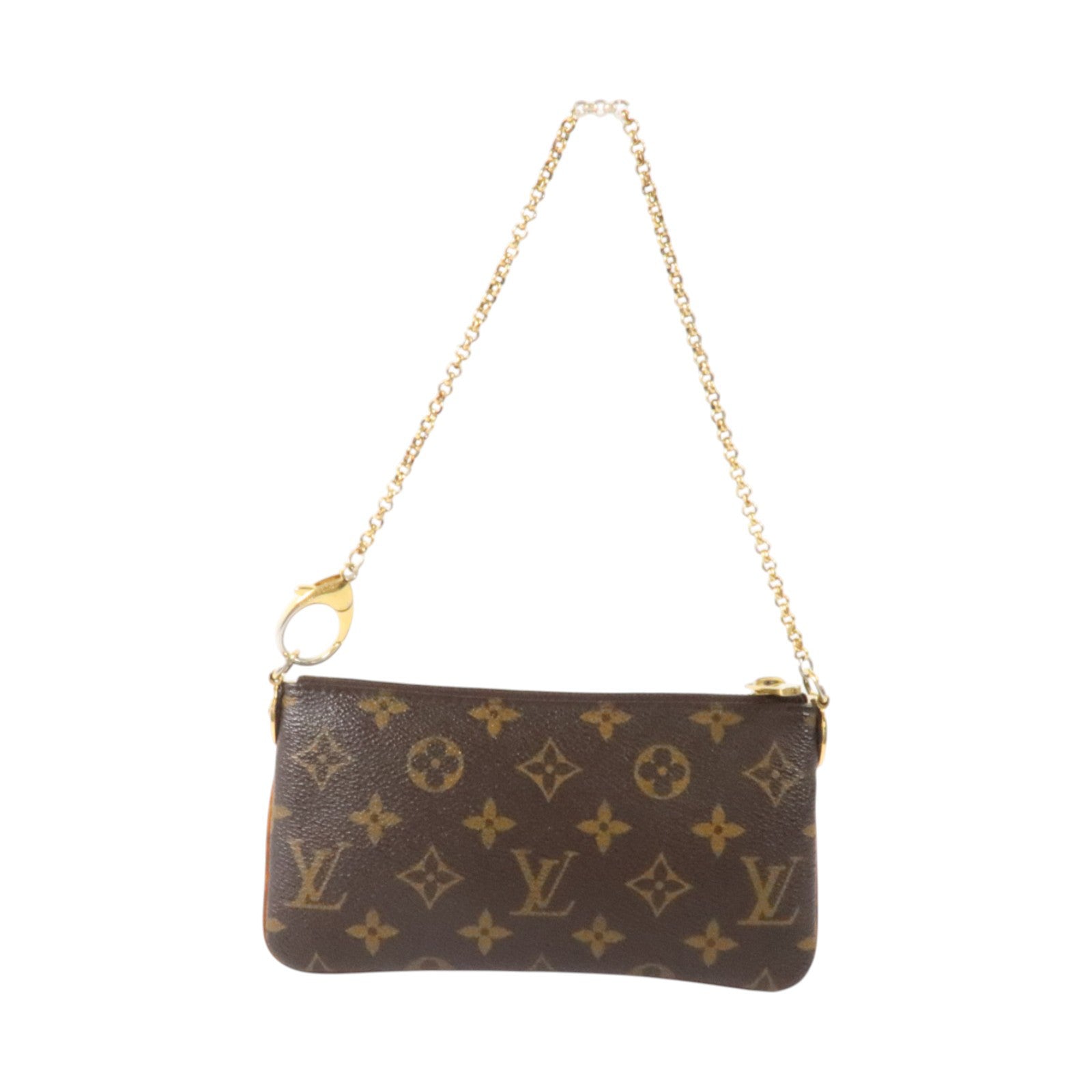 LOUIS VUITTON Monogram Pochette Milla金扣鏈帶手挽袋
