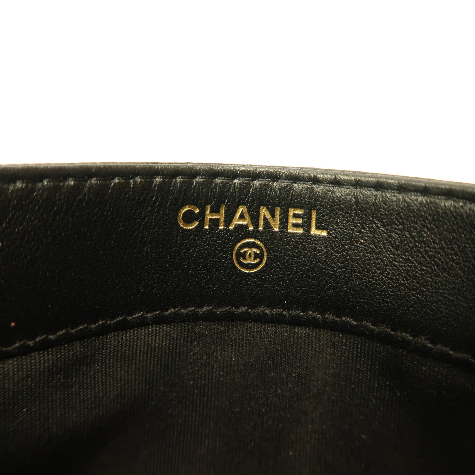 CHANEL 牛皮皮革Card Case金扣卡片套黑色