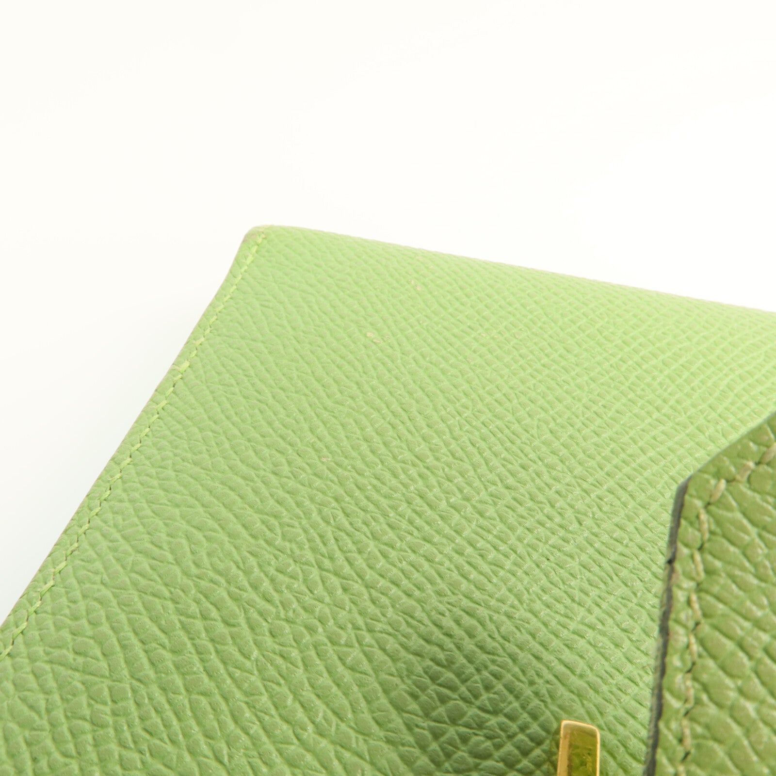 HERMES Epsom皮革Bearn Wallet金扣錢包Vert Criquet
