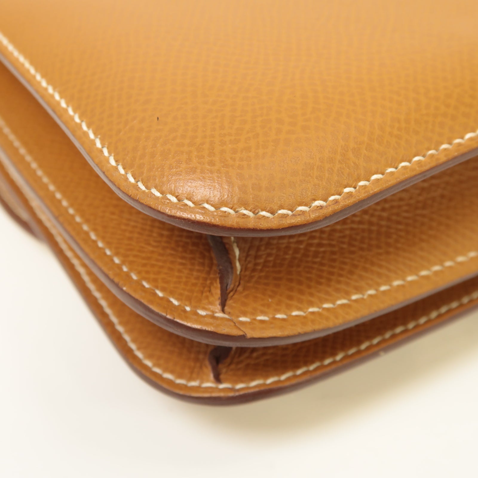 HERMES 【激減優惠】Epsom皮革Mini Constance銀扣肩背袋棕色