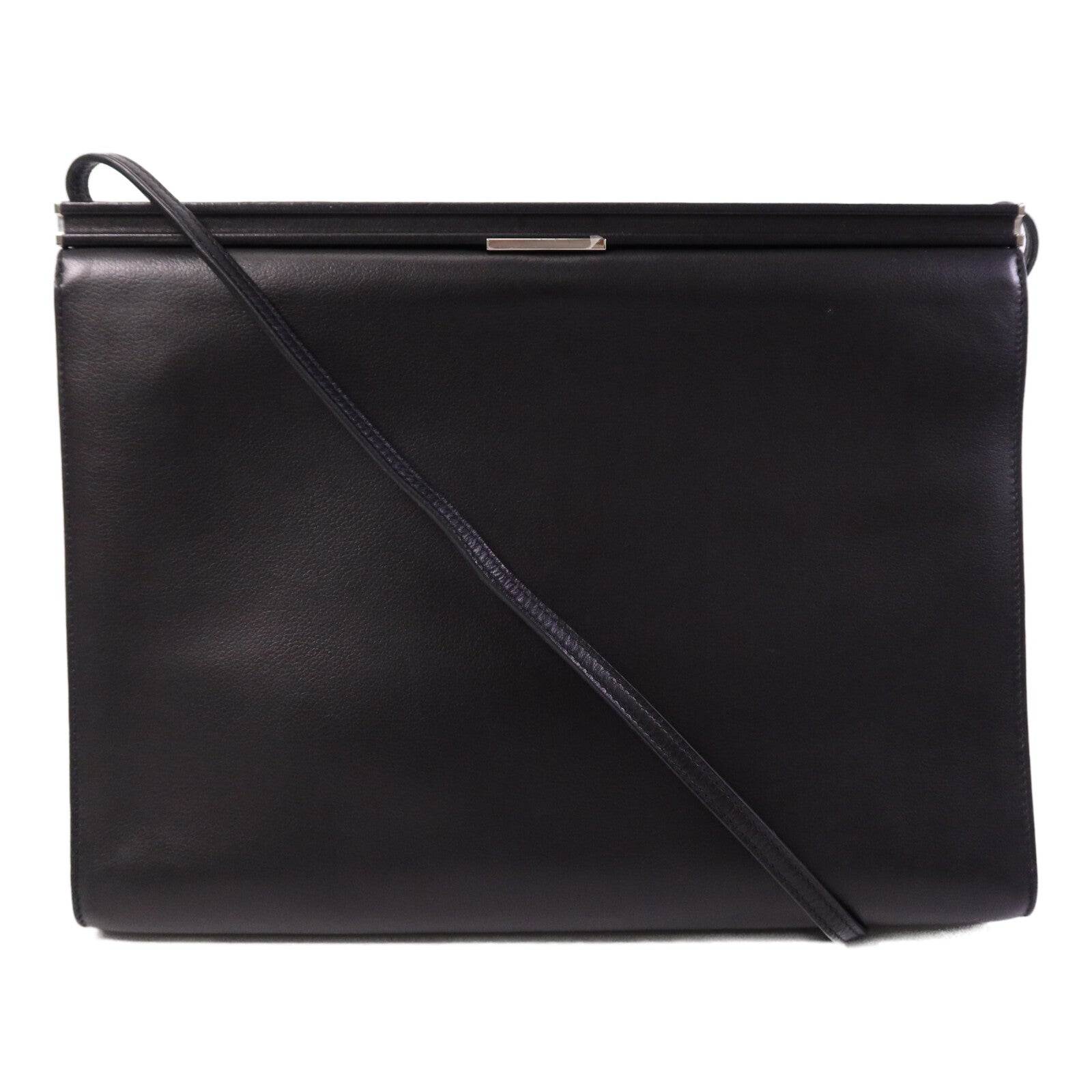 HERMES Evercolor皮革Clic-H 33 Bag銀扣肩背袋Noir
