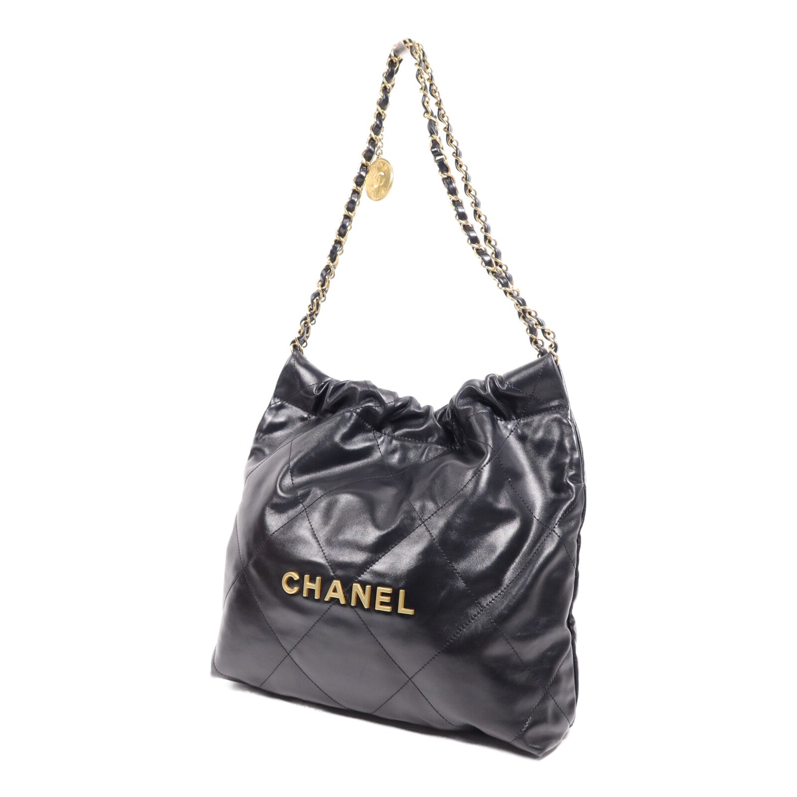 CHANEL 牛皮皮革Chanel 22 Medium金扣鏈帶肩背袋