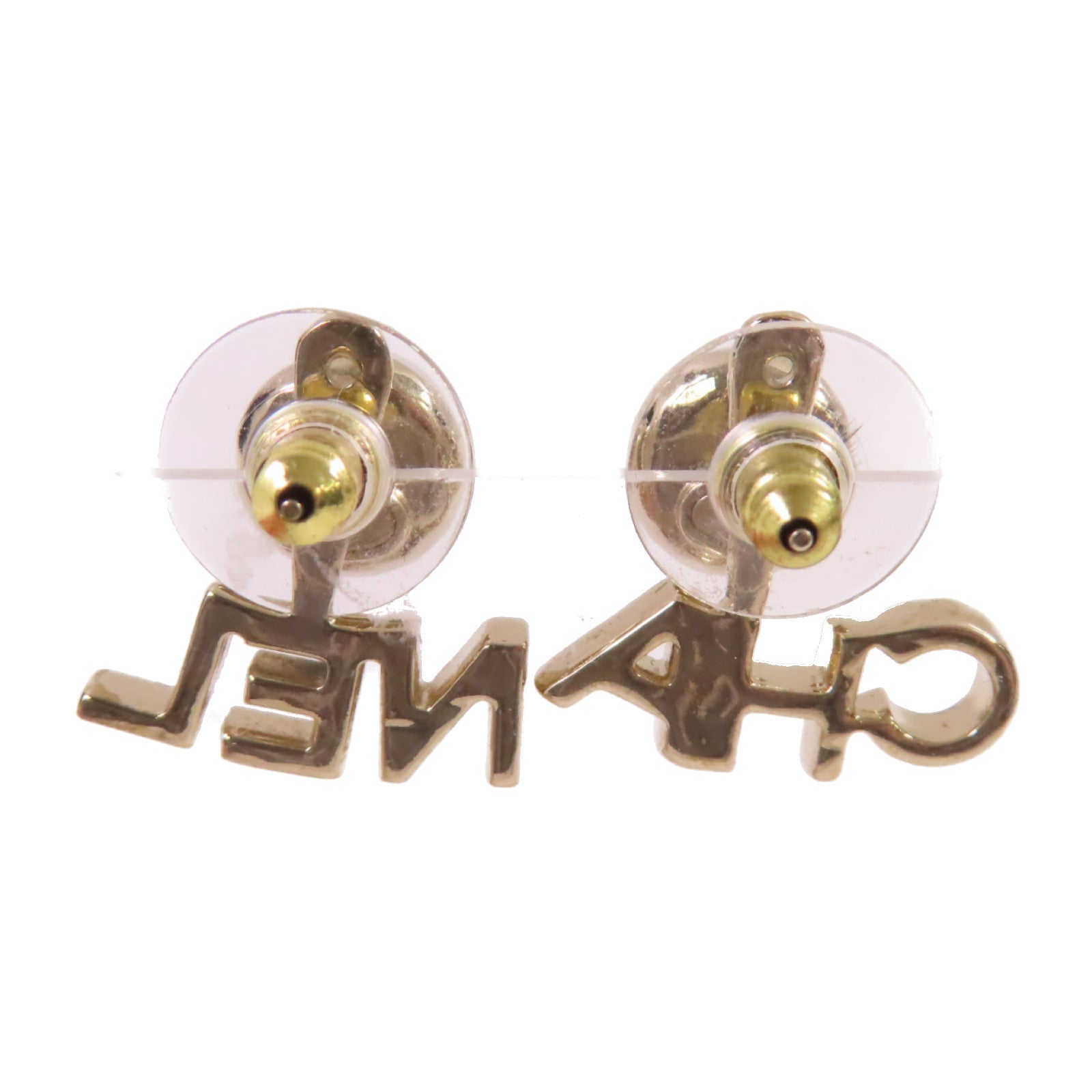 CHANEL 金屬/仿珍珠/水鑽CC Earrings金扣耳環白色/金色
