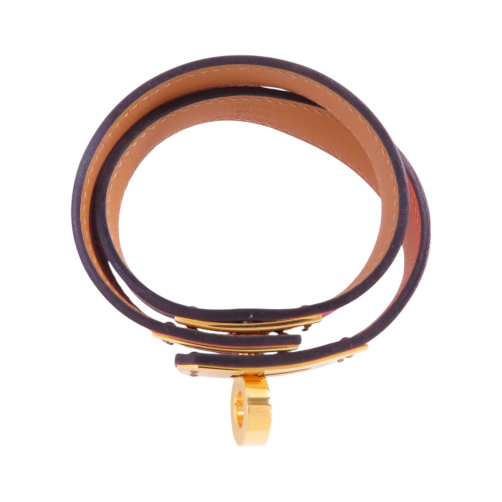 HERMES GHW Kelly Double Tour T2 Bracelet Bangle Swift Leather