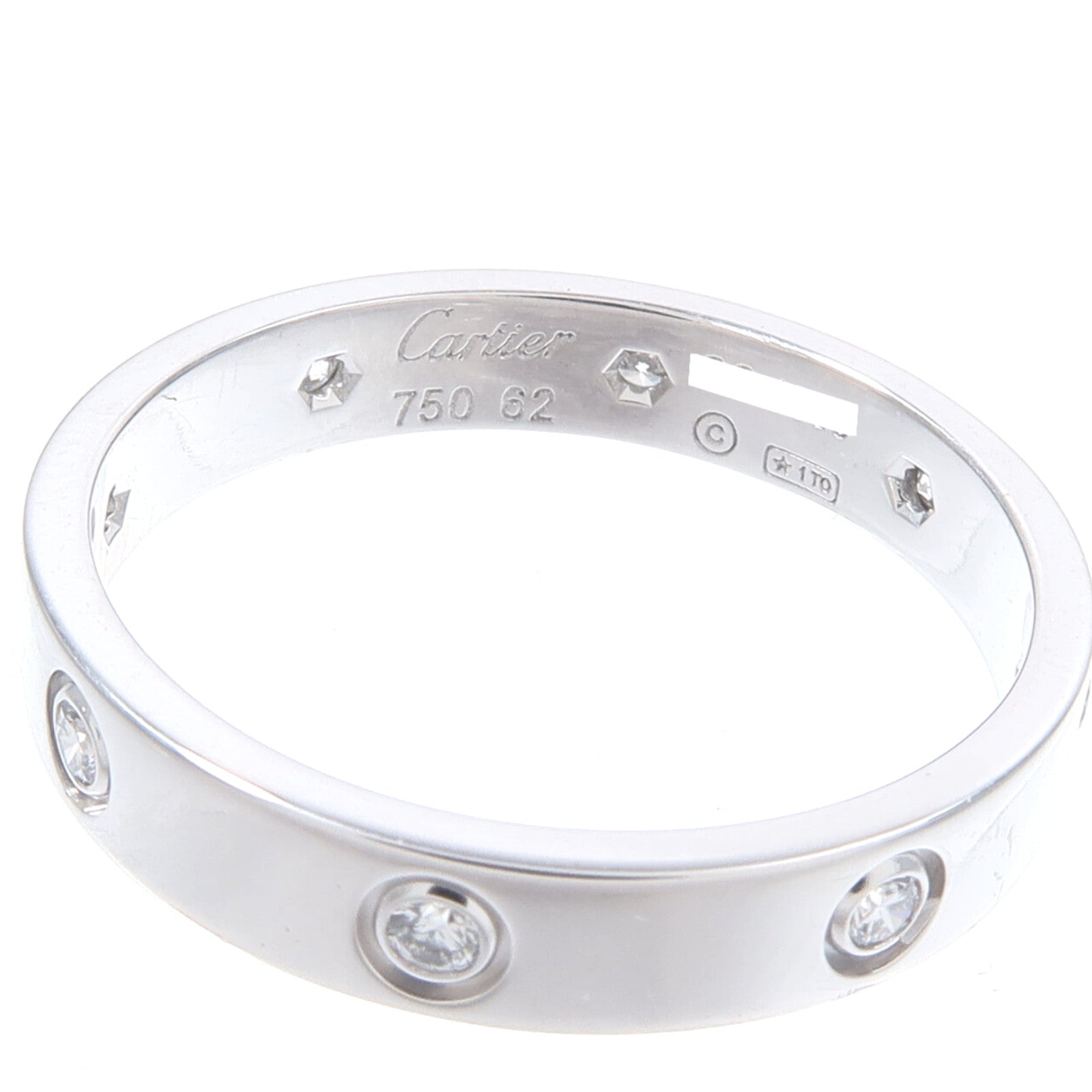 CARTIER 18K白金Mini Love Ring 8 Diamonds鑽石戒指