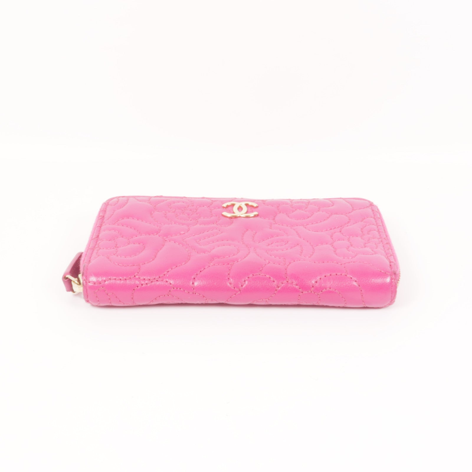 CHANEL 皮革Zipper Wallet金扣錢包