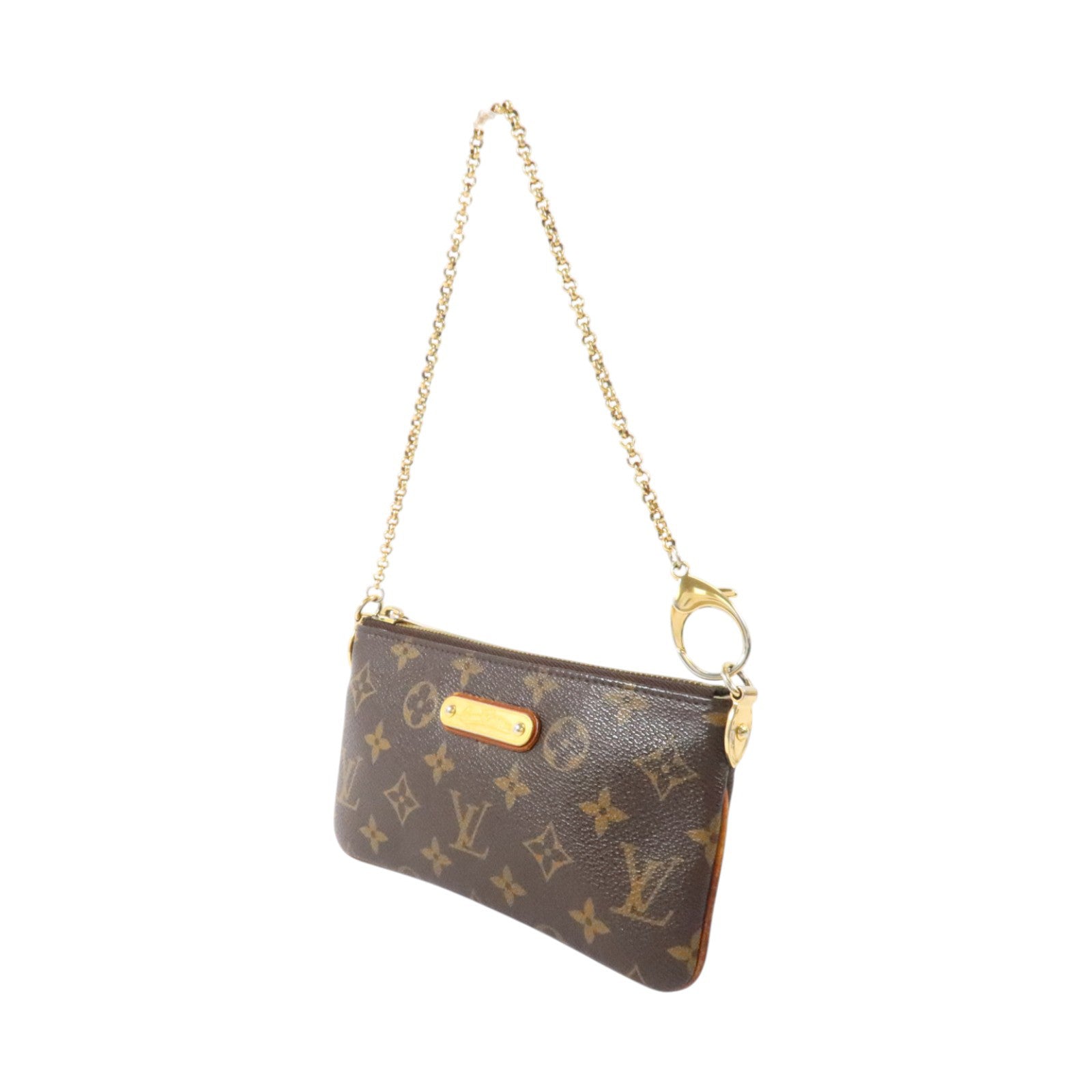 LOUIS VUITTON Monogram Pochette Milla金扣鏈帶手挽袋