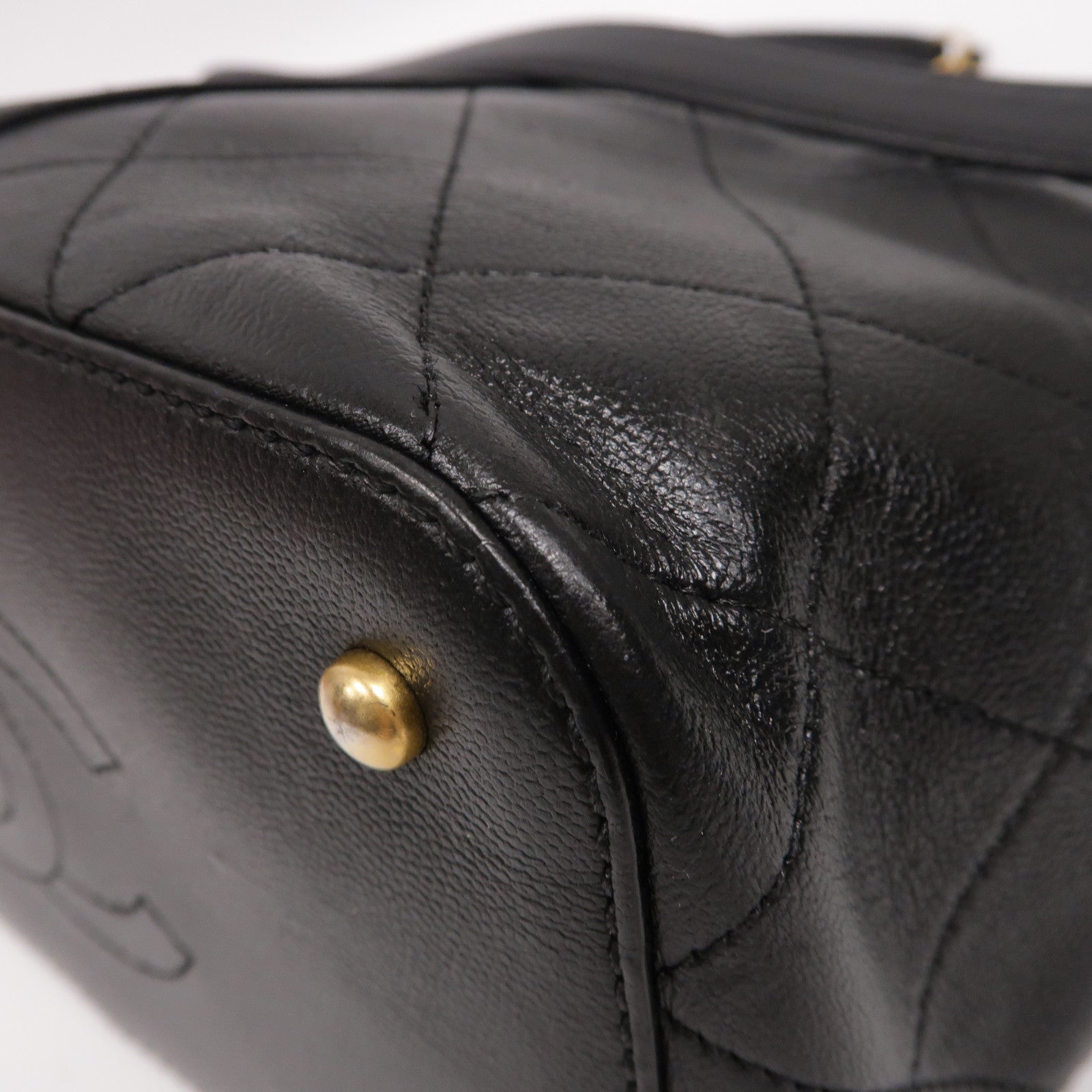 CHANEL 菱格Caviar皮革Bucket Bag金扣手挽肩背兩用袋黑色