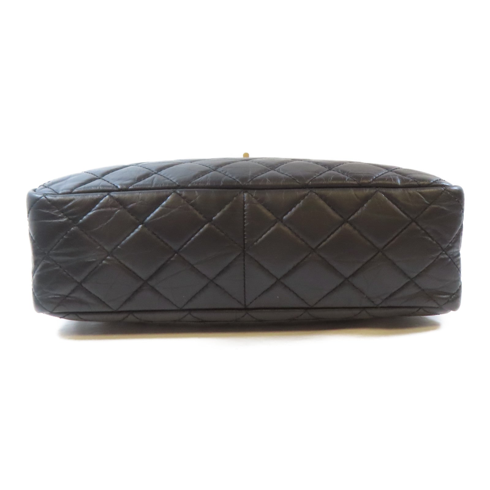 CHANEL 菱格牛皮皮革2.55金扣鏈帶肩背袋黑色