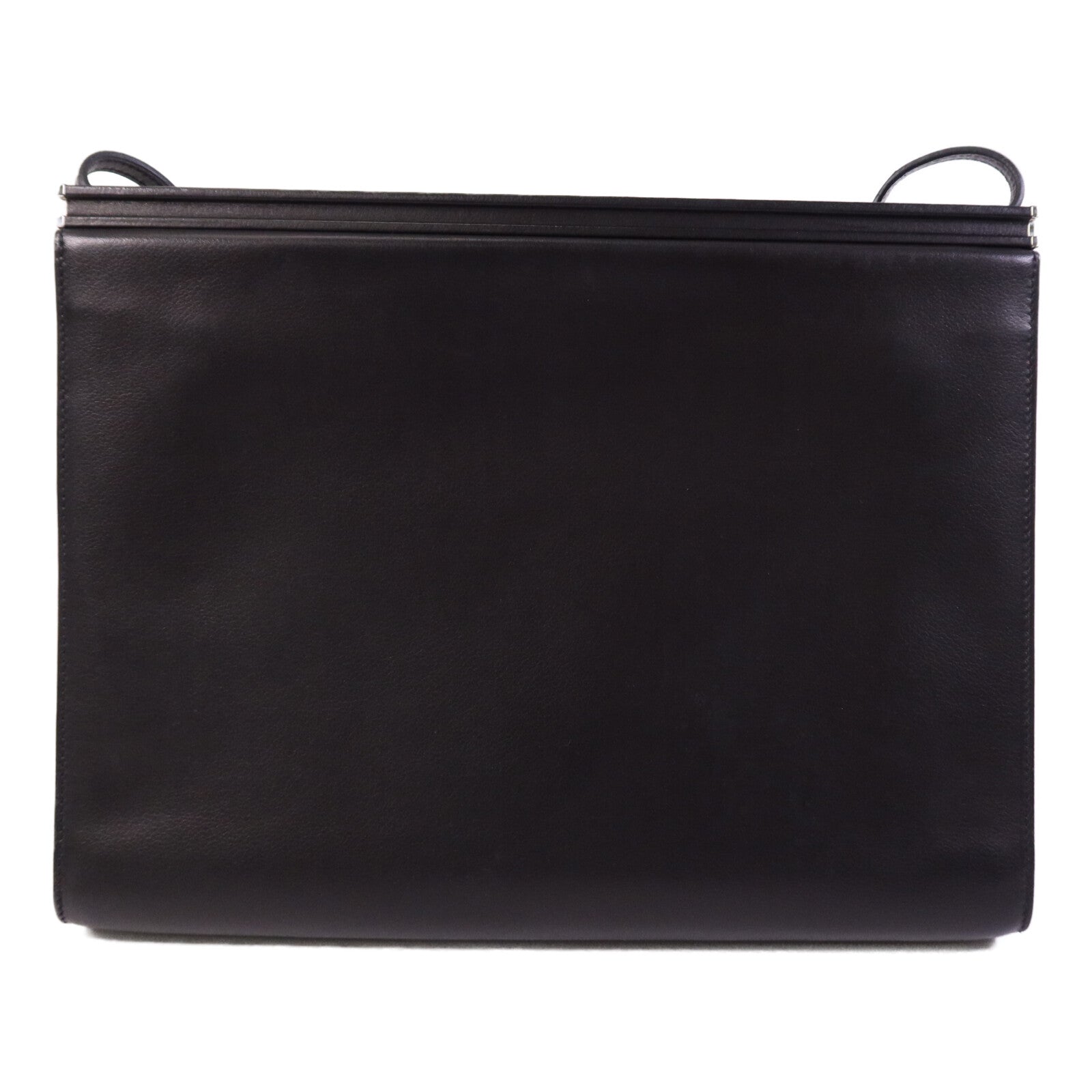 HERMES Evercolor皮革Clic-H 33 Bag銀扣肩背袋Noir
