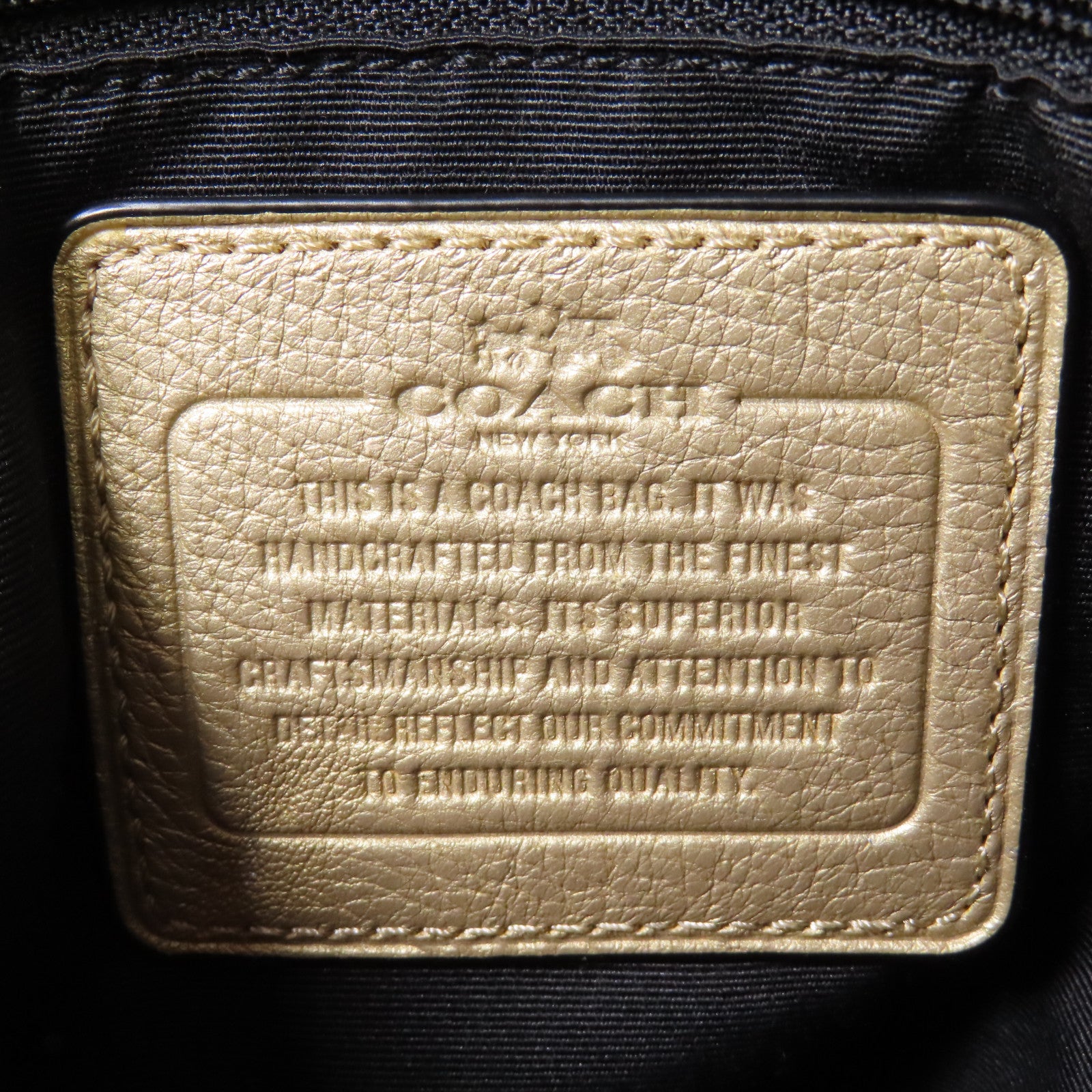 COACH 牛皮皮革Shoulder Bag金扣手挽袋金色