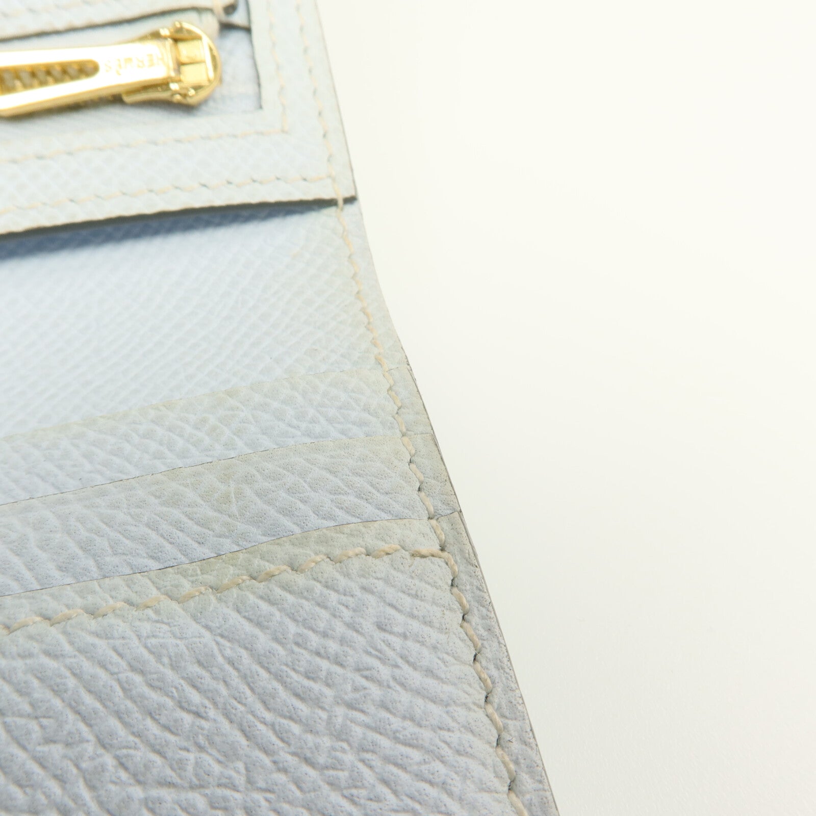 HERMES Epsom皮革Bearn Wallet金扣錢包Vert Criquet